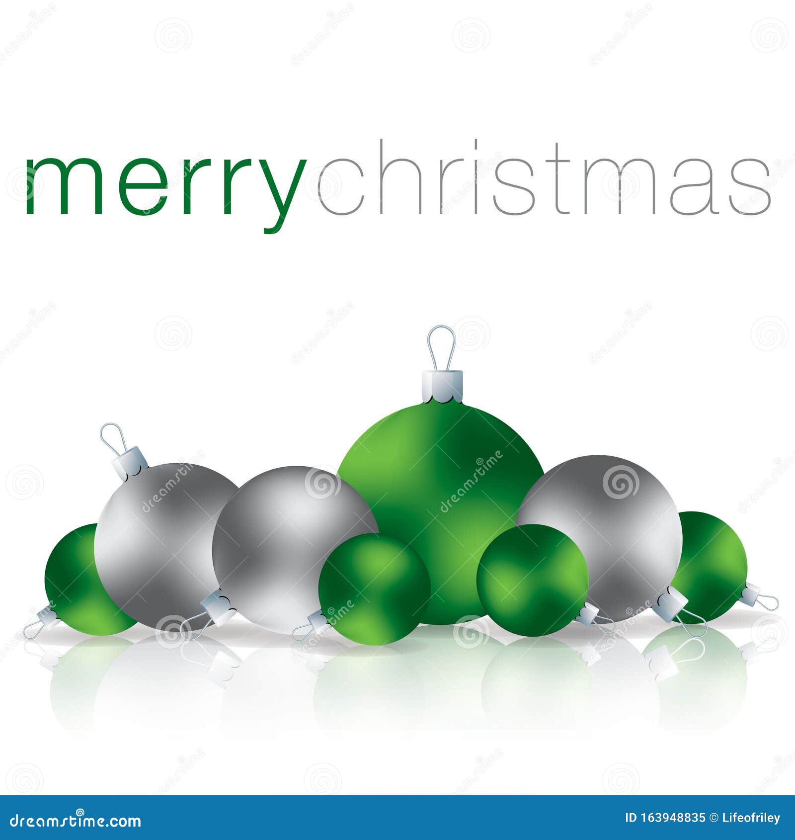 Modern Christmas Bauble Card Stock Vector Illustration of grey, green