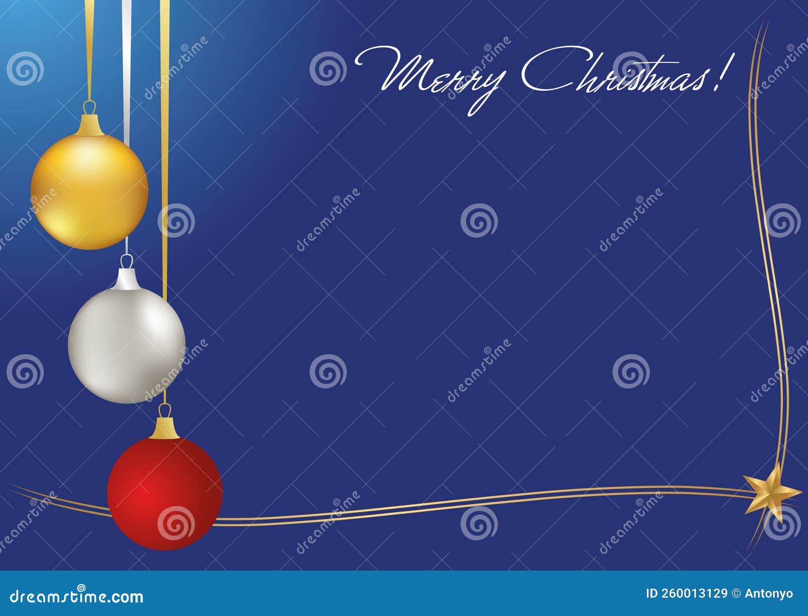 Merry Christmas Card with Blue Background Stock Vector Illustration