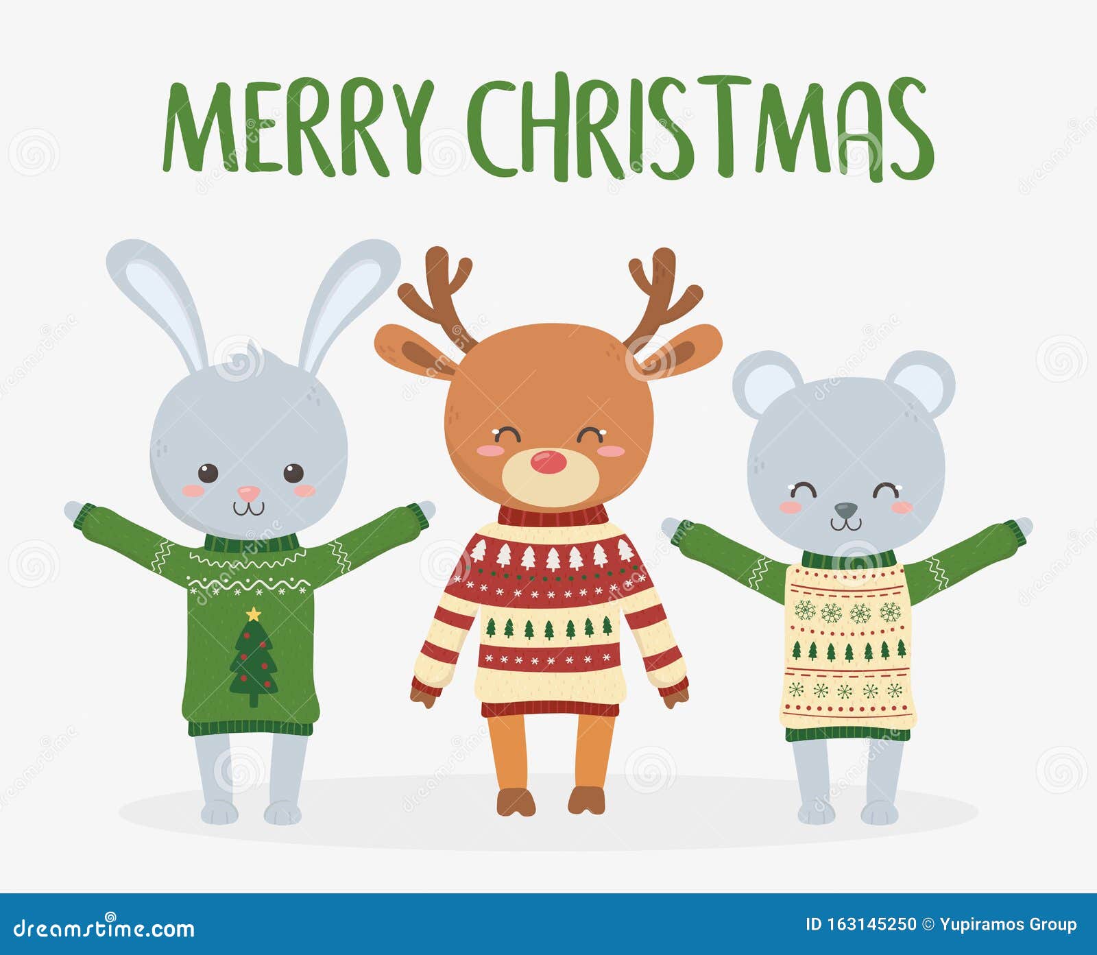 Download Merry Christmas Celebration Cute Deer Rabbit And Bear With ...