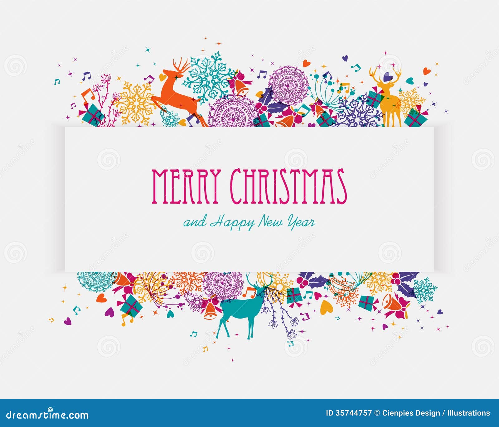 Merry Christmas Colorful Banner Royalty Free Stock 