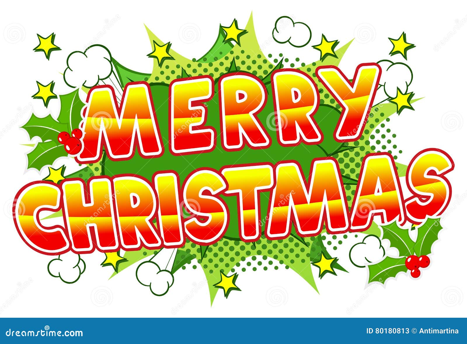 Merry Christmas Comic Speech Bubble Stock Vector Illustration of
