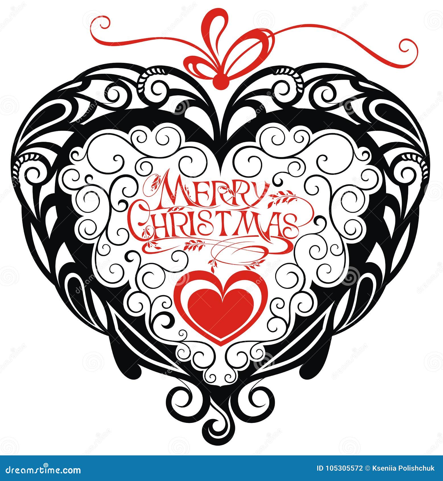 Download Merry Christmas Congratulation Card With Heart Stock ...