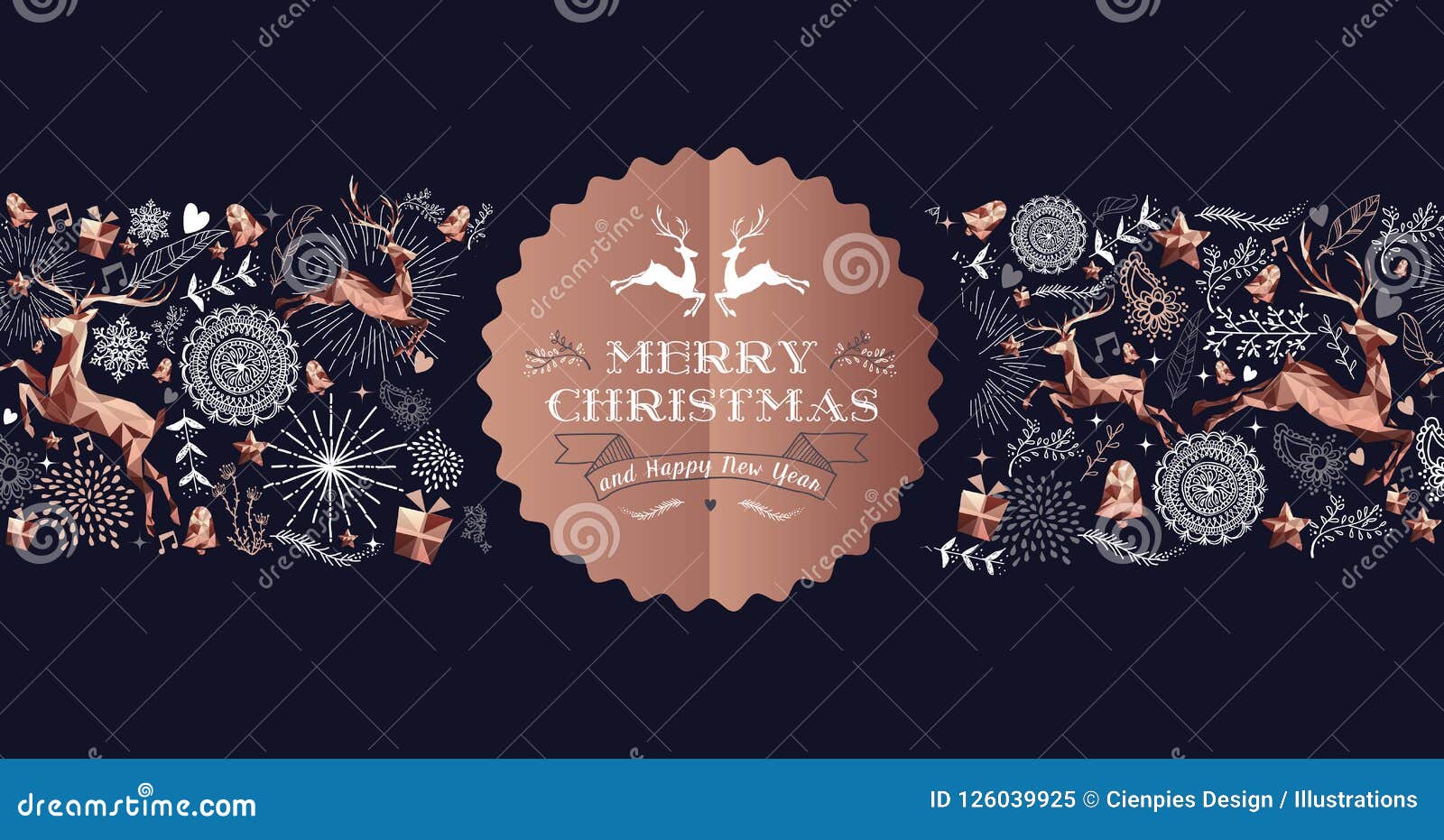 merry christmas copper luxury deer label card