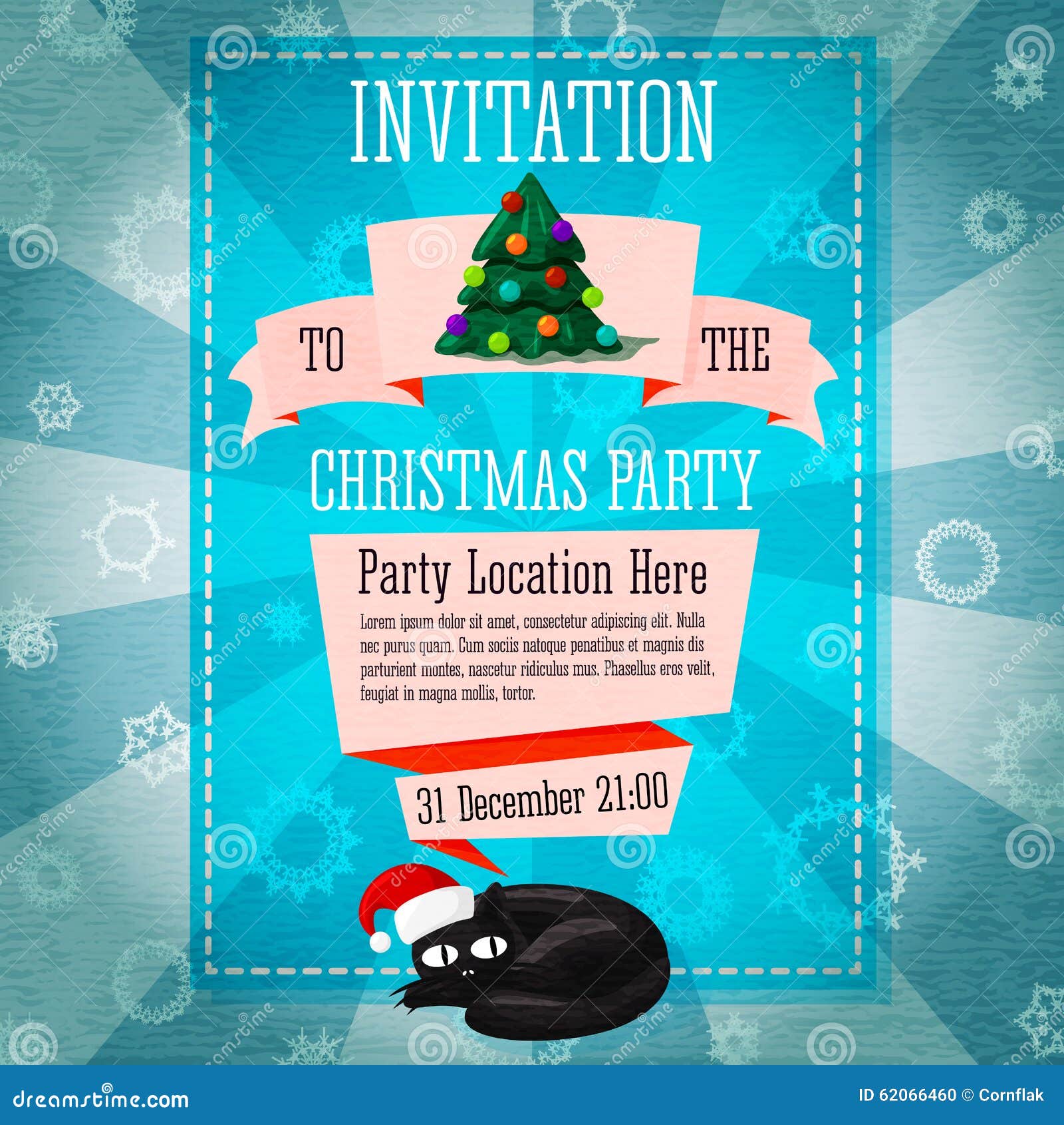 Merry Christmas Cute Retro Party Invitation Stock Vector - Illustration ...