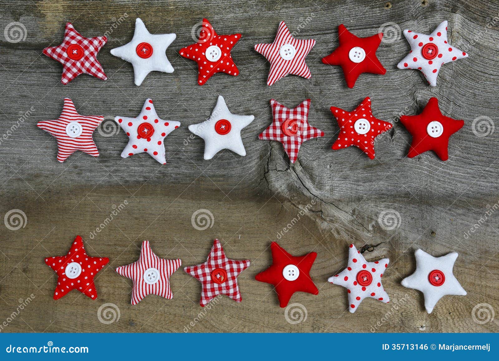 Merry Christmas Decoration Red And White Fabric Stars On 