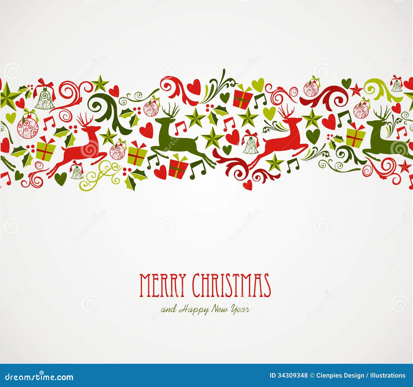 Merry Christmas Decorations Elements Border. Stock Vector 