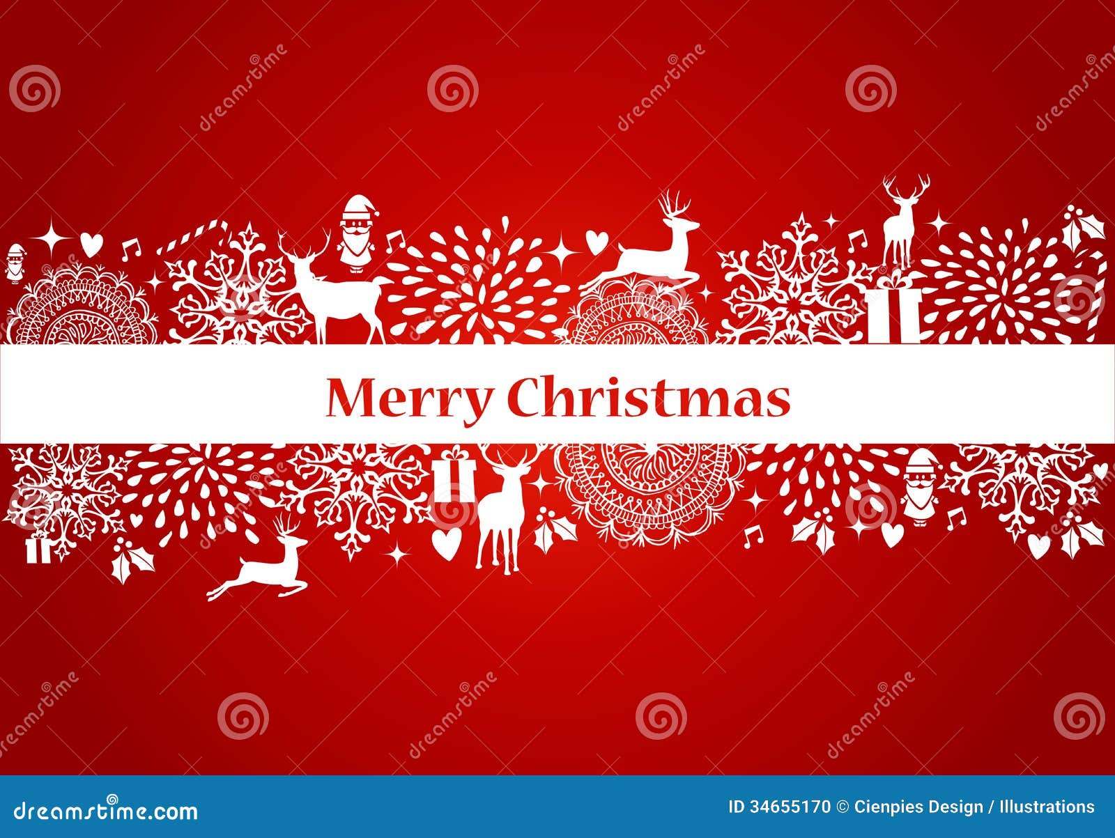 Merry Christmas Elements Red Postcard Vector File. Stock 