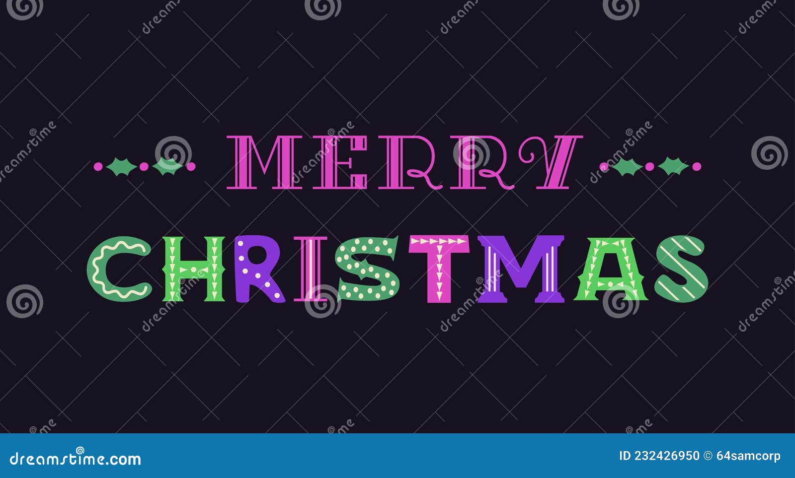 Merry Christmas Fancy Letters Vector Signboard Stock Vector