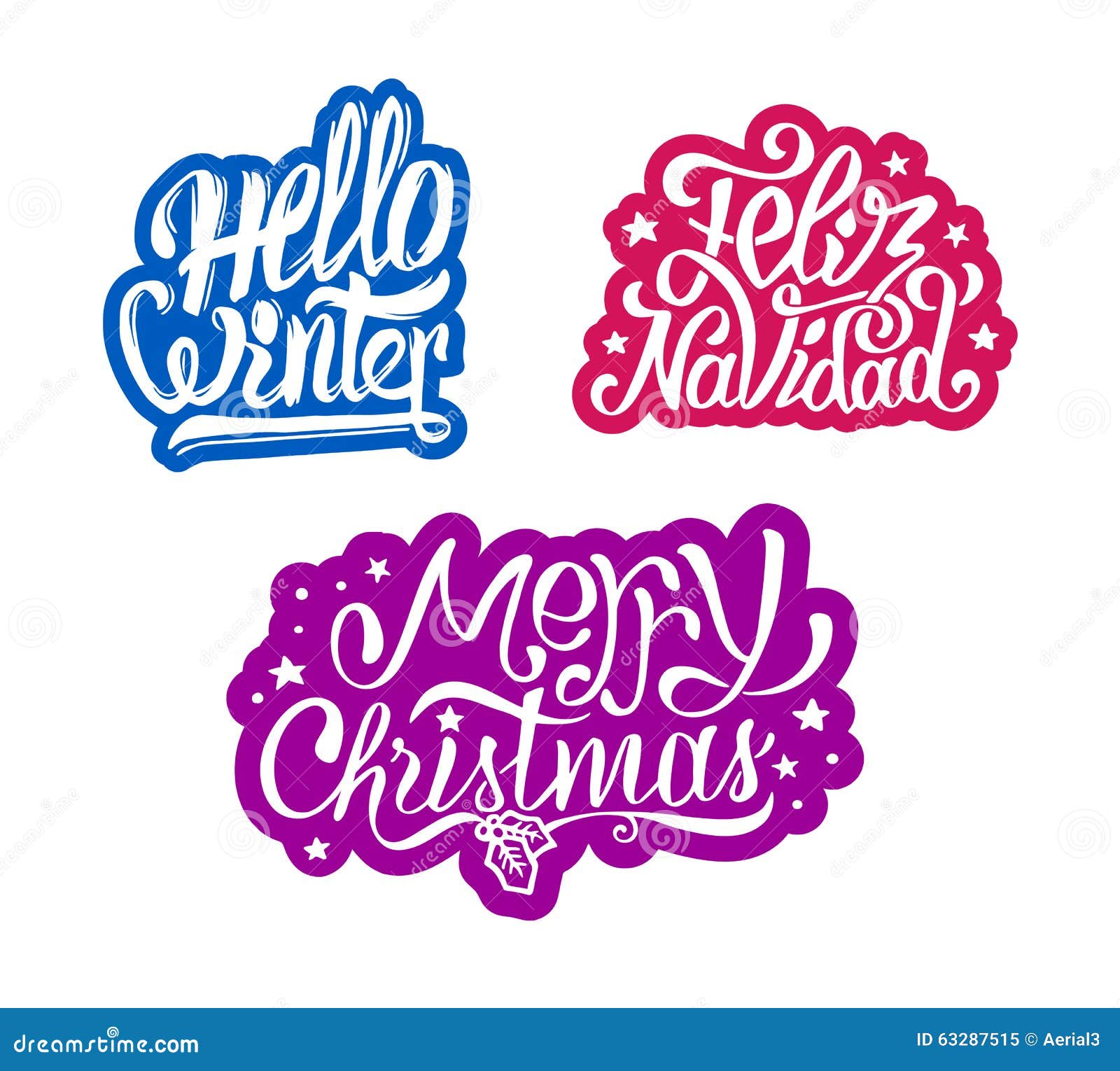 Merry Christmas And Feliz Navidad Stickers Stock Vector 