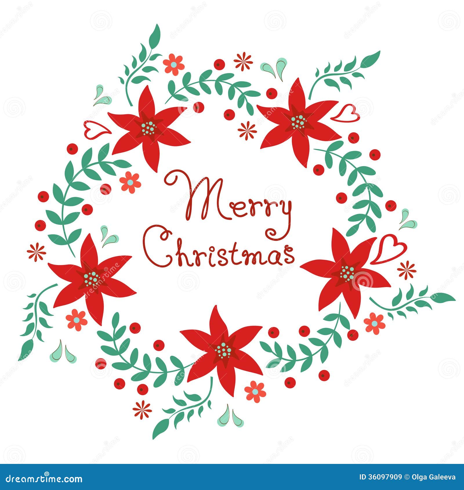 Merry Christmas Floral Wreath Royalty Free Stock Images 