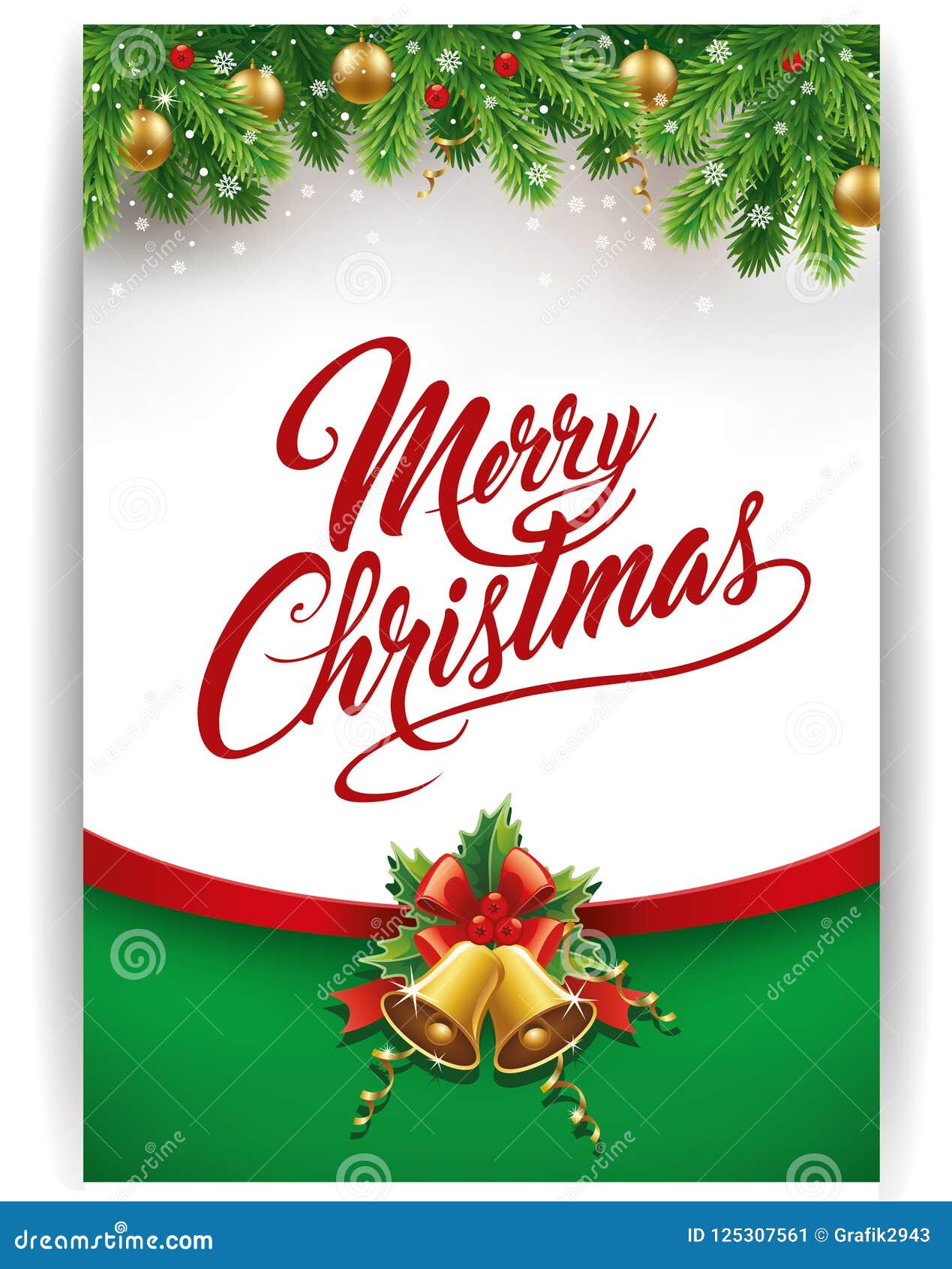 Merry Christmas Gift Card With Traditional Decorations