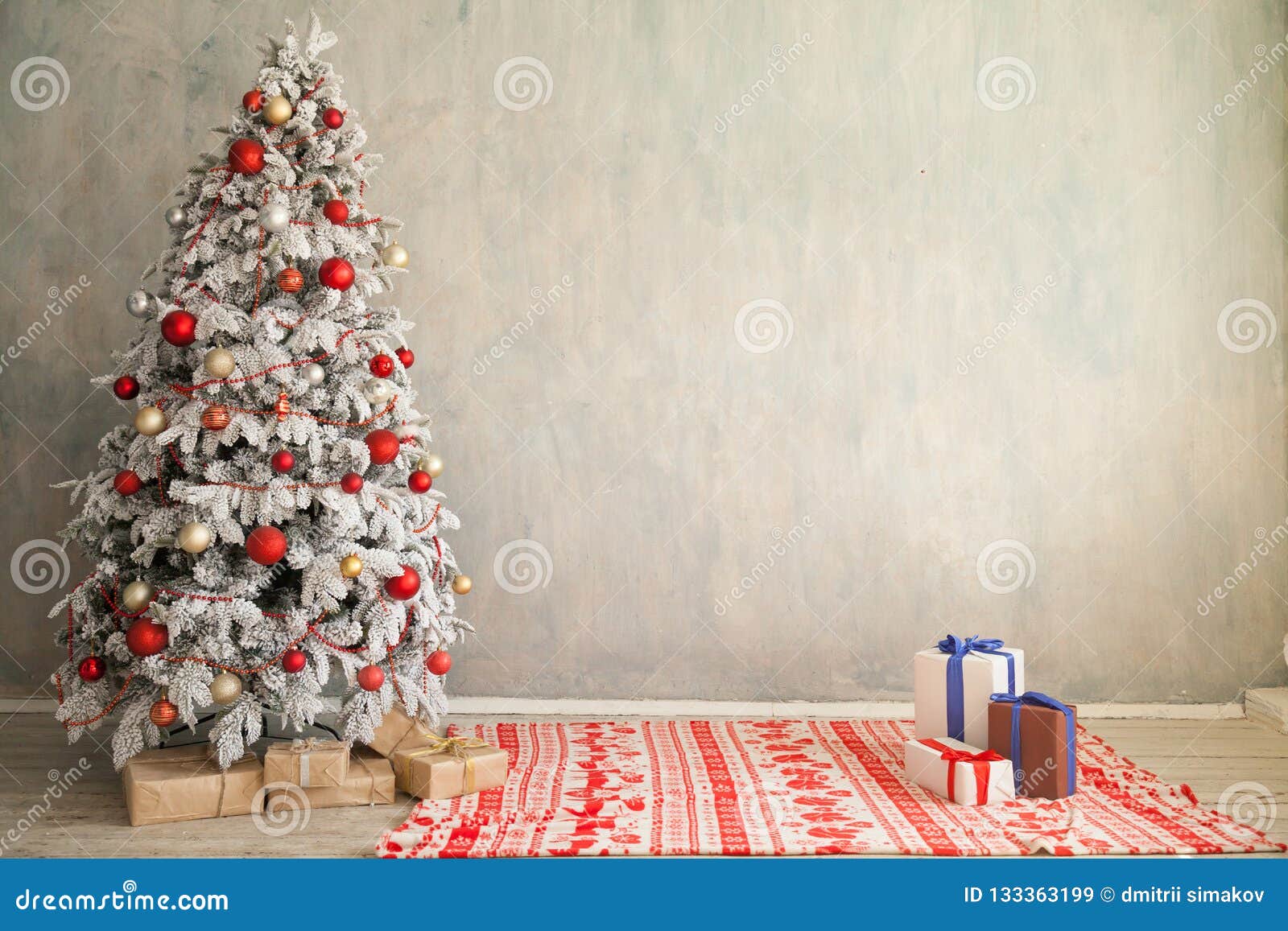 merry christmas gifts interior white room holidays new year tree