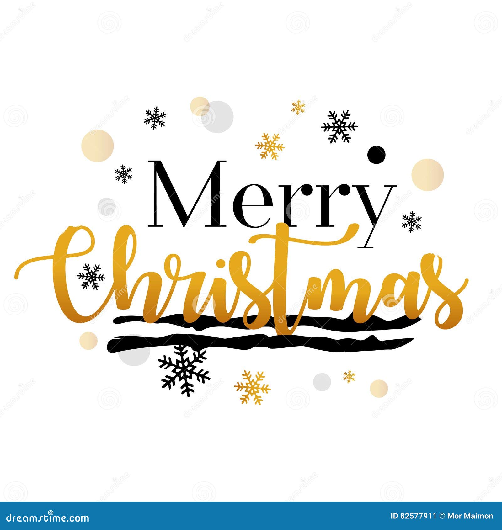 Merry Christmas Gold and Black Typographic Vector Art. Stock Vector ...