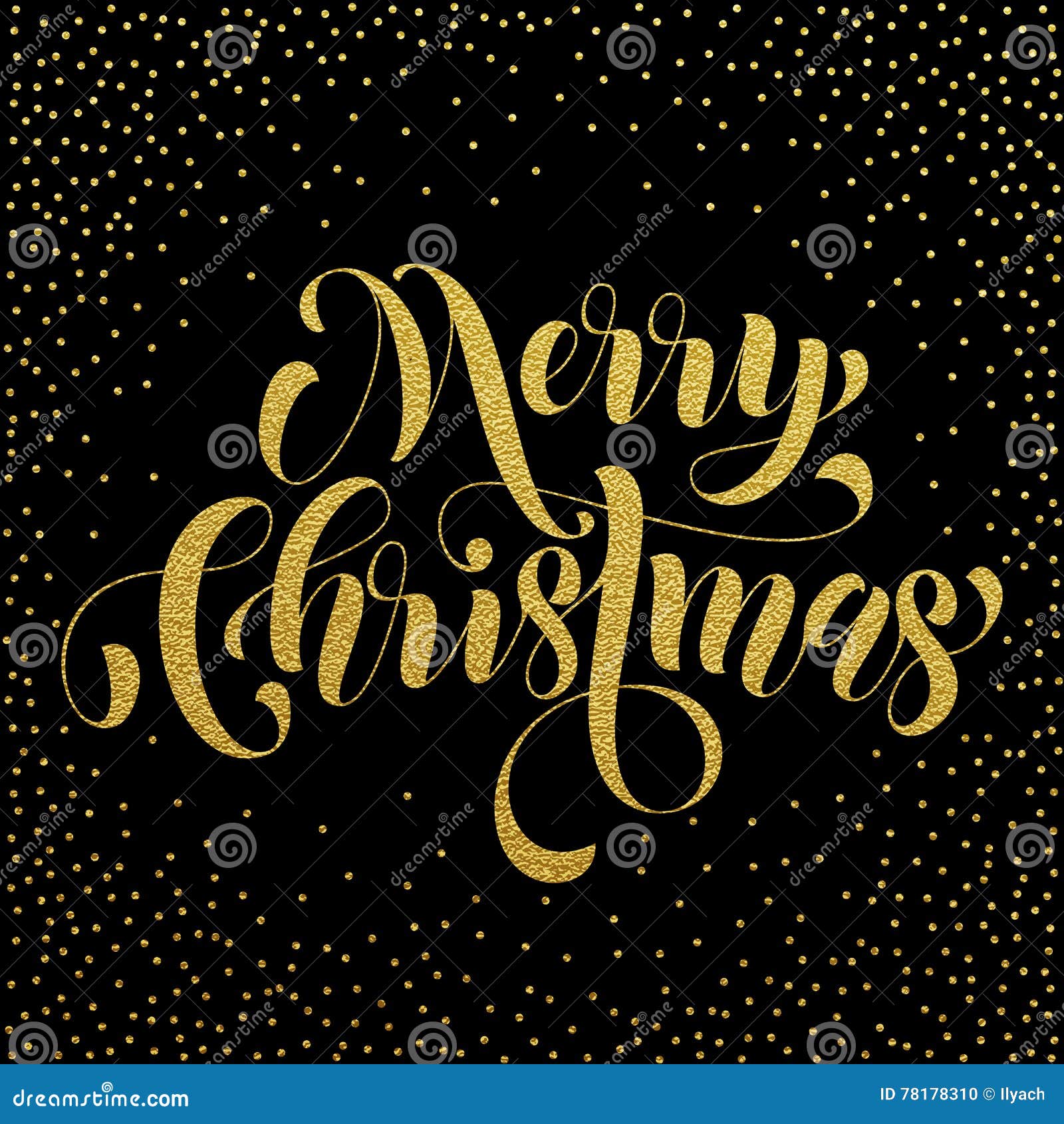 merry christmas gold glitter lettering greeting