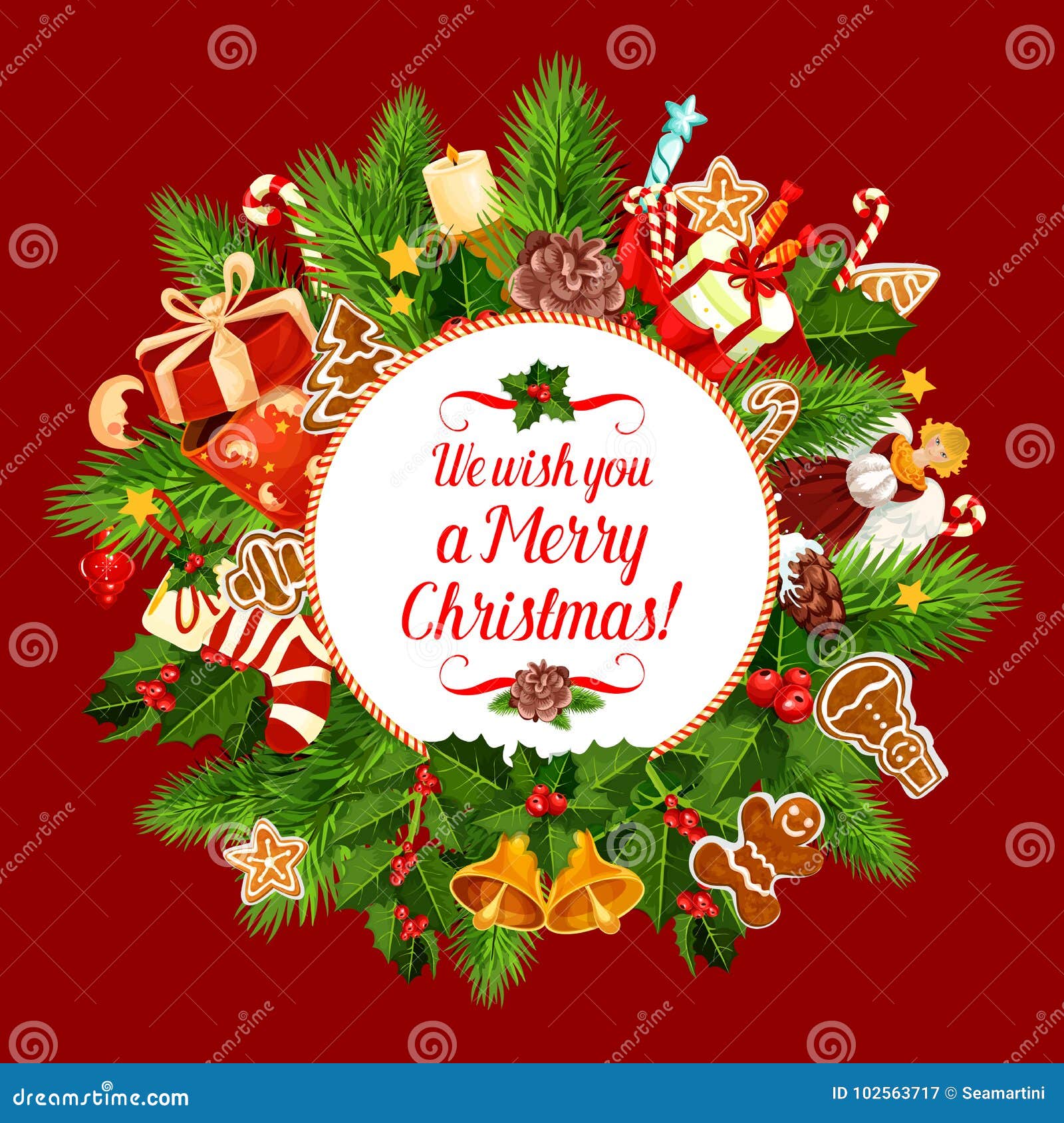 Merry Christmas Holiday Wish Vector Greeting Card Stock Vector ...