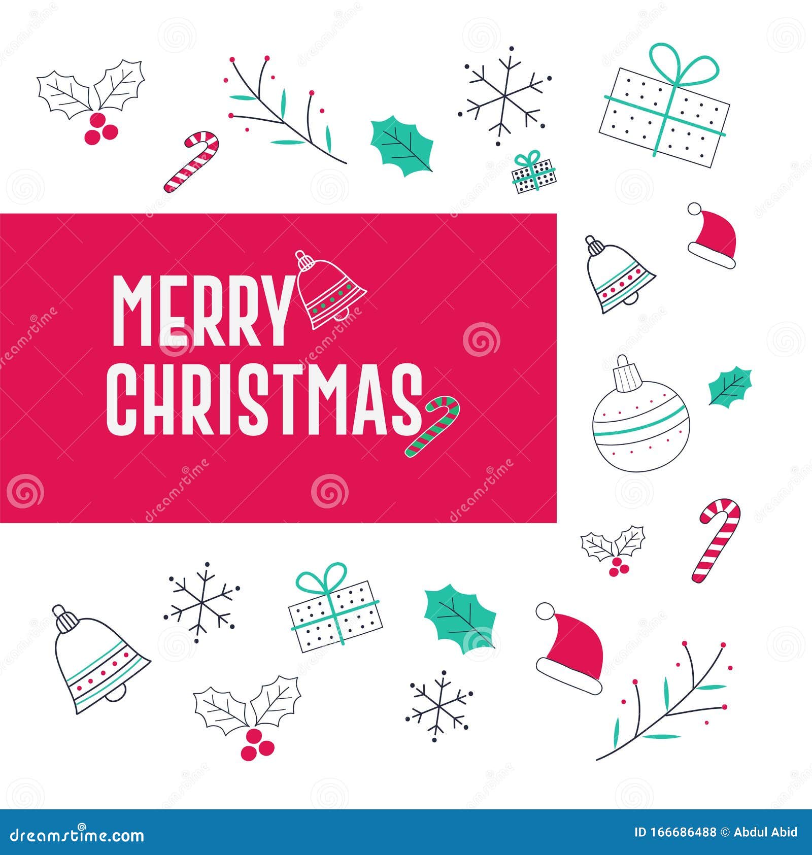 merry christmas : greeting card with gift box or santa cap, s