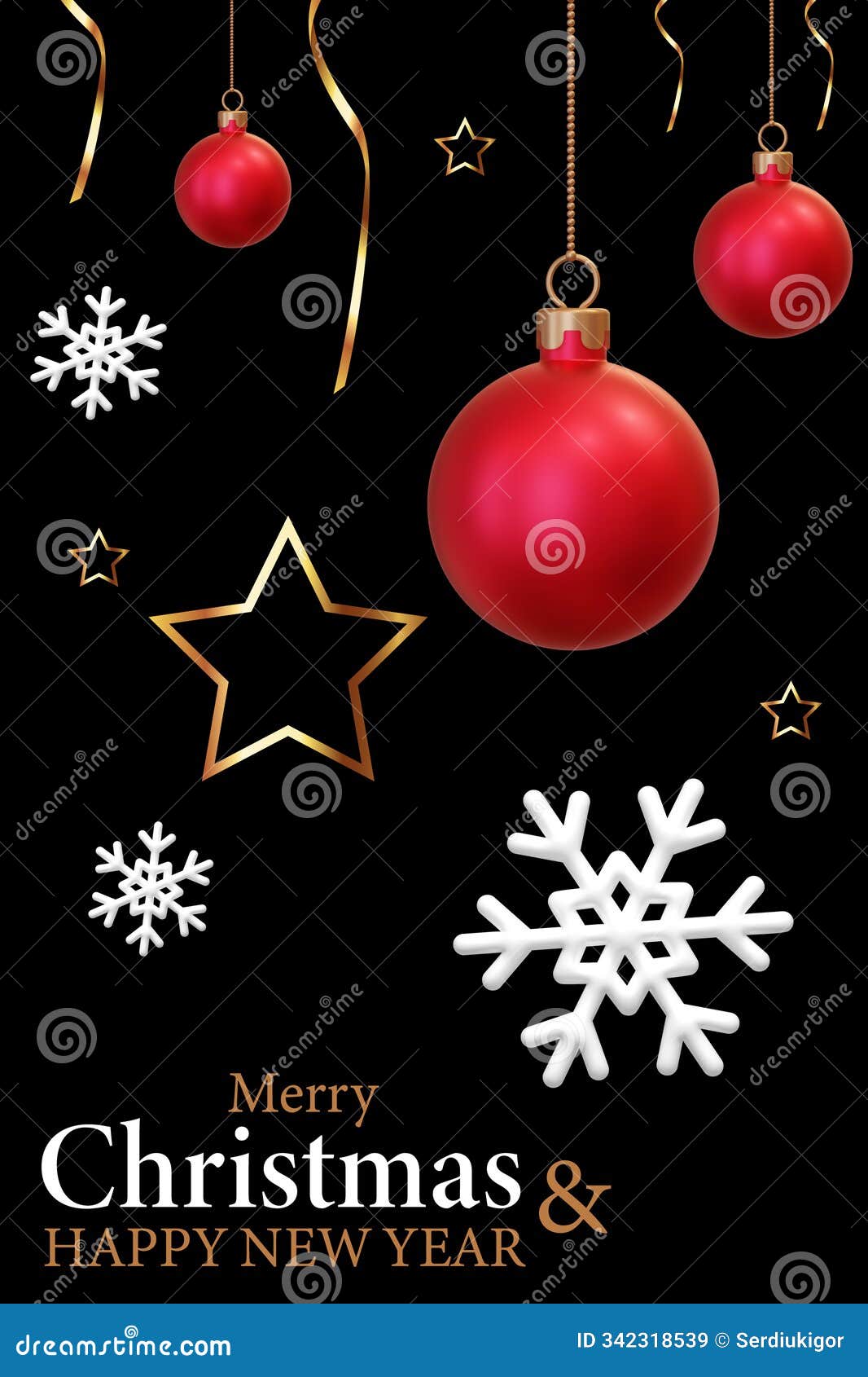 merry christmas greeting card or poster.  . christmas elegant invitation template with xmas balls