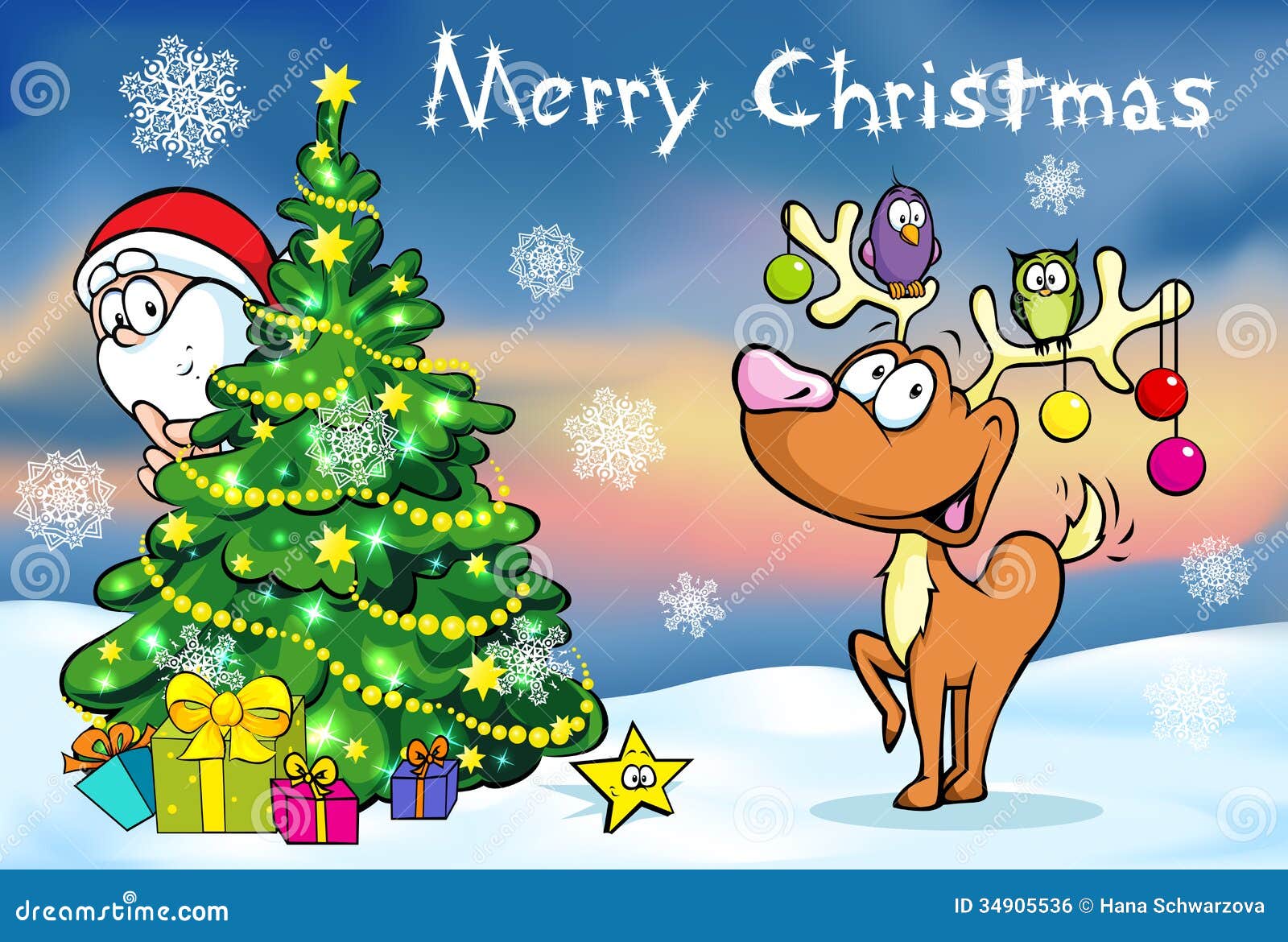 Merry Christmas Greeting Card Stock Vector - Image: 34905536