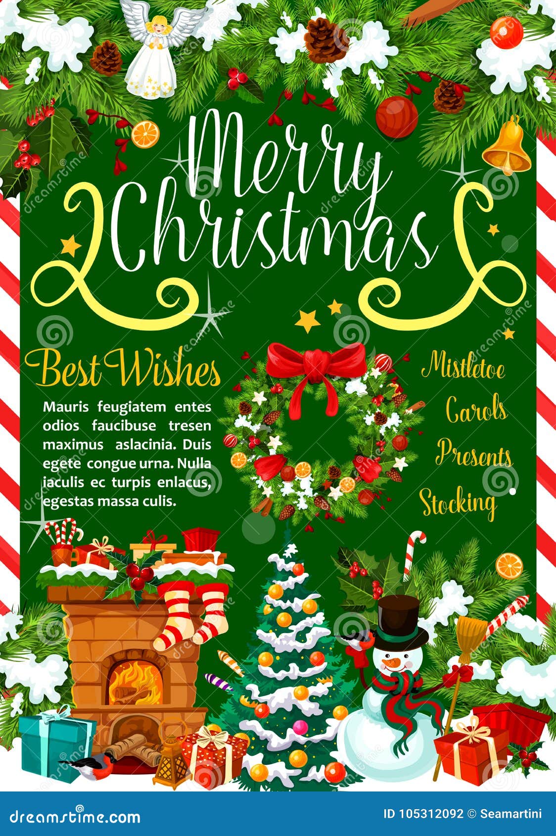 Christmas Greetings Vector Gifts and Decorations Stock Vector ...