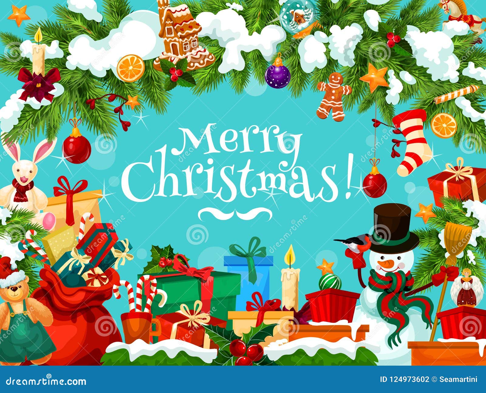 Christmas Holiday Santa Gifts Vector Greeting Card Stock Vector ...