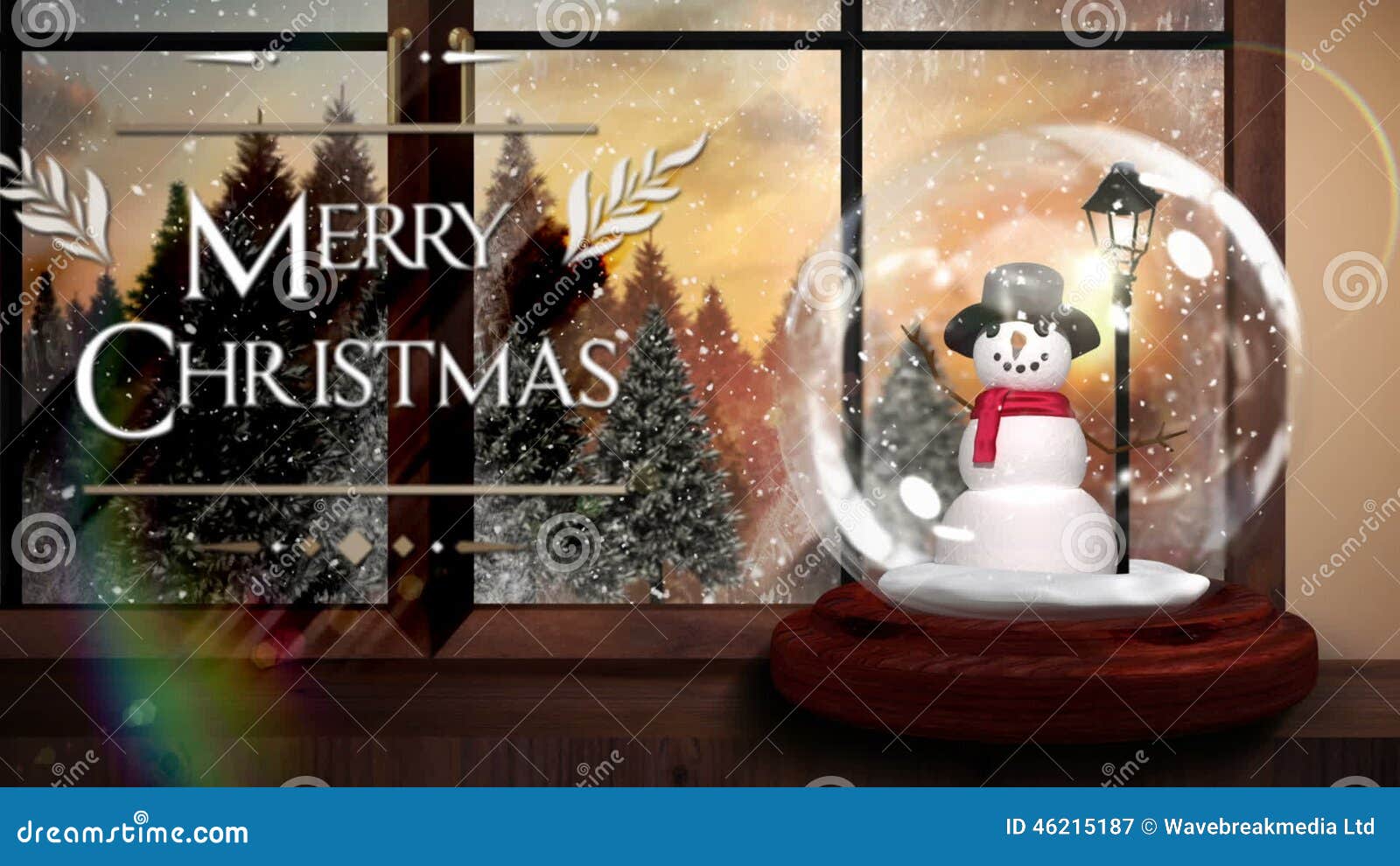 Merry Christmas Greeting with Snow Globe Stock Video - Video of ...