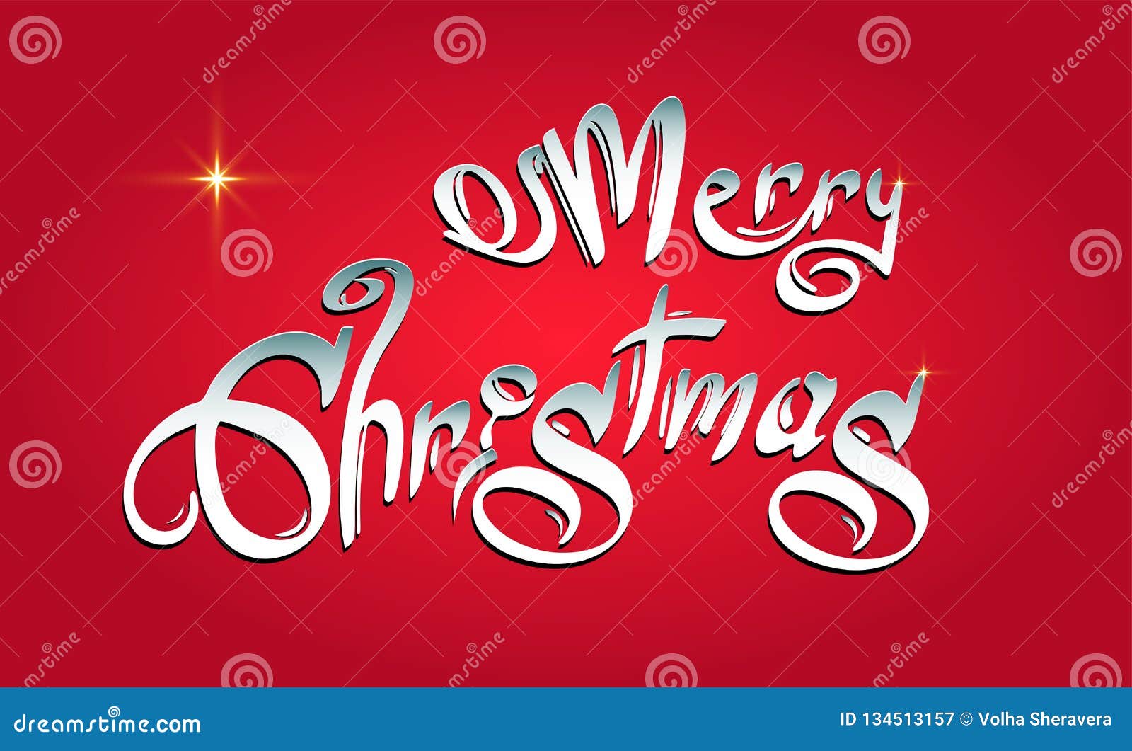 Merry Christmas Hand Drawn Text, Font, Type Composition Stock Vector ...