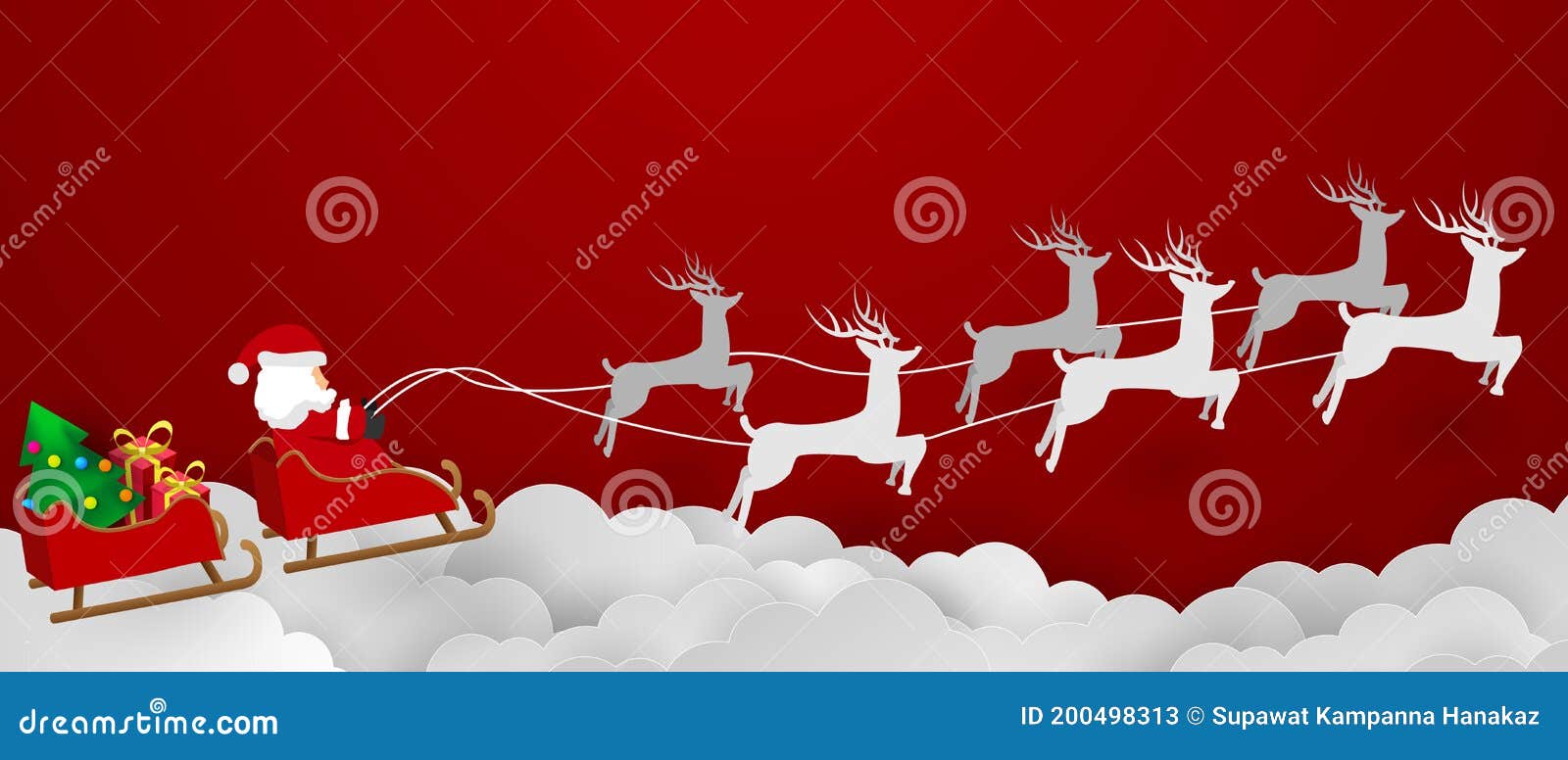 merry christmas and happy new year background. santa claus on the sky