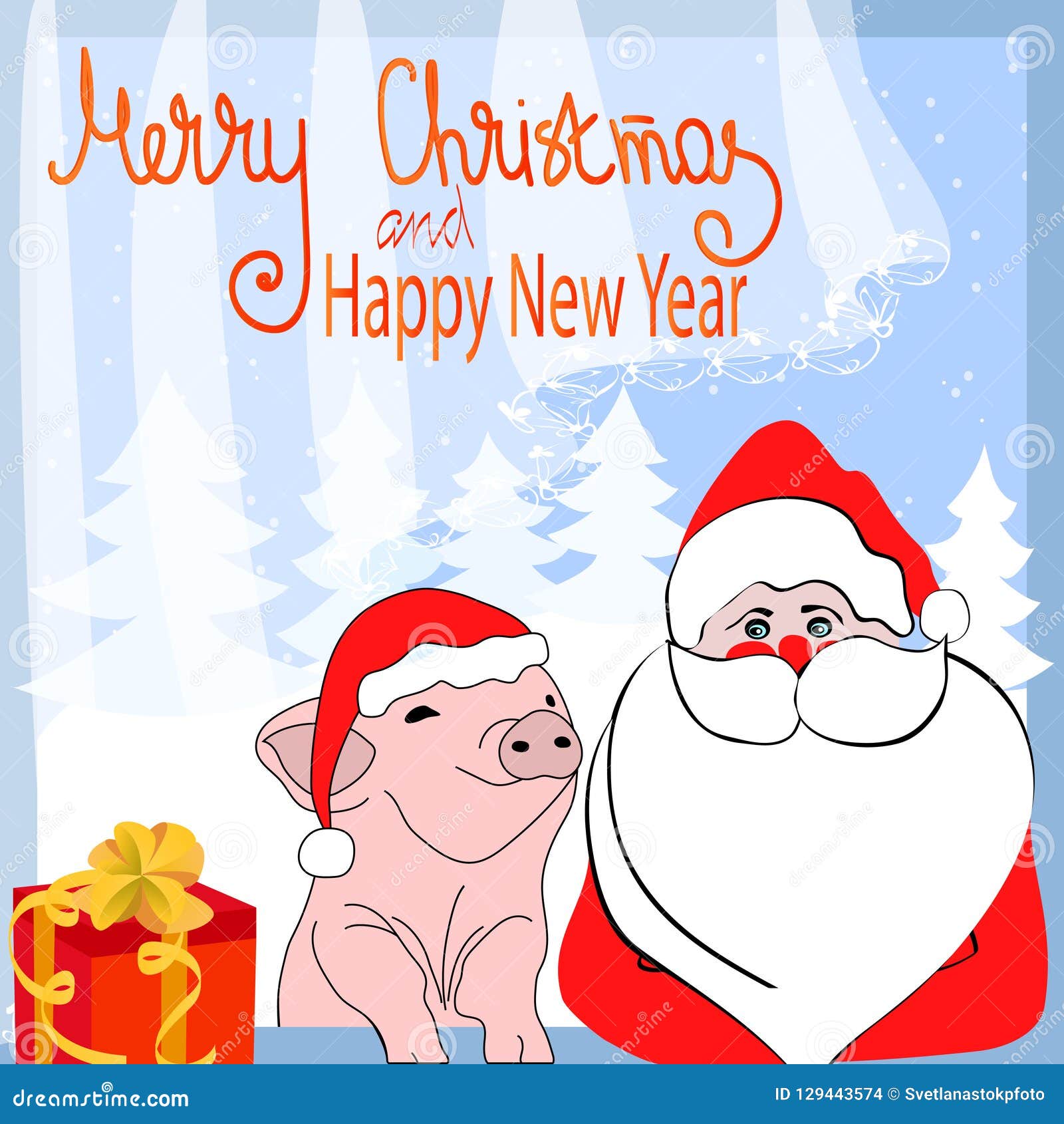 Merry Christmas And Happy New Year Cartoon Funny