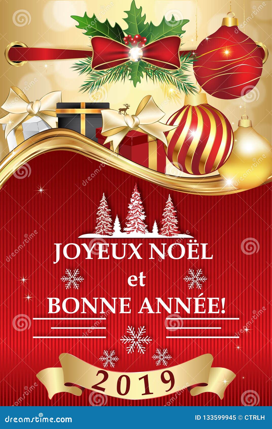 Merry Christmas and Happy New Year - Classic French Greeting Card ...
