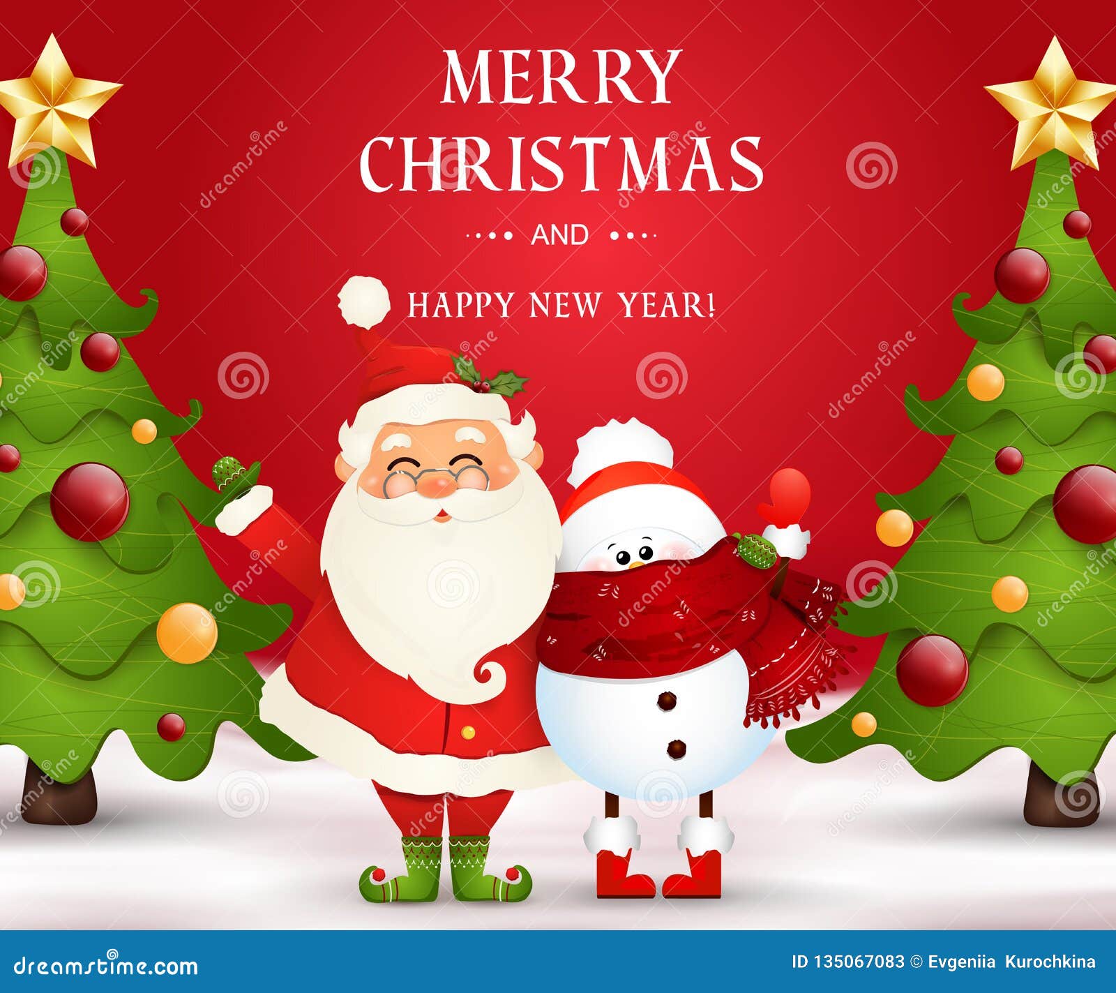 Merry Christmas Happy New Year Funny Santa Claus With