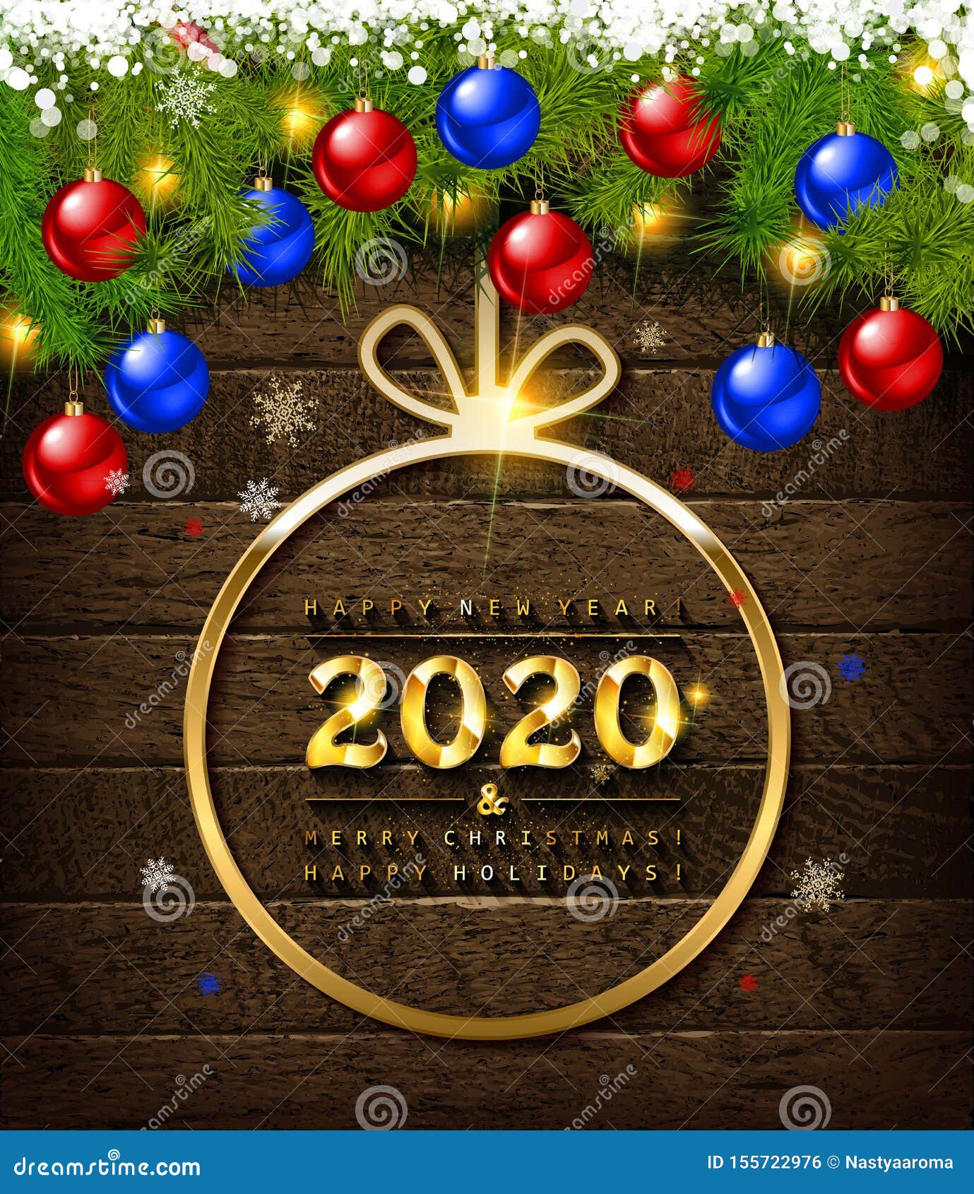 Merry Christmas And Happy New Year 2020. Stock Vector - Illustration of season, 2020: 155722976