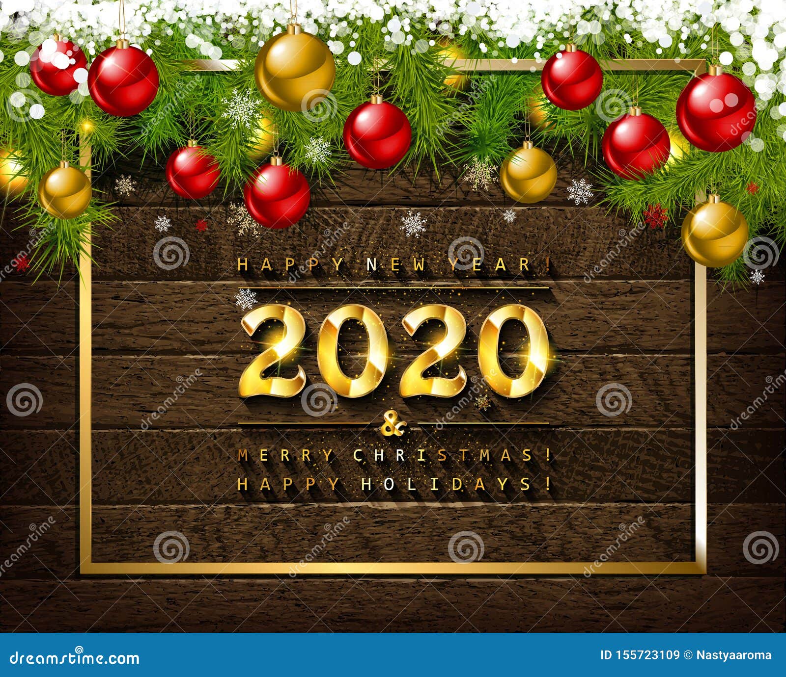 Merry Christmas And Happy New Year 2020. Stock Vector - Illustration of dark, noel: 155723109