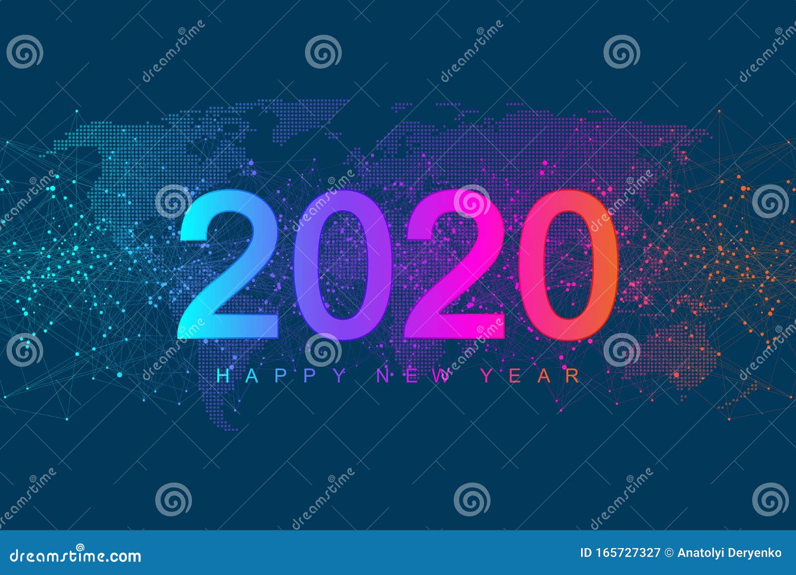 Merry Christmas and Happy New Year 2020 Greeting Card. Modern ...