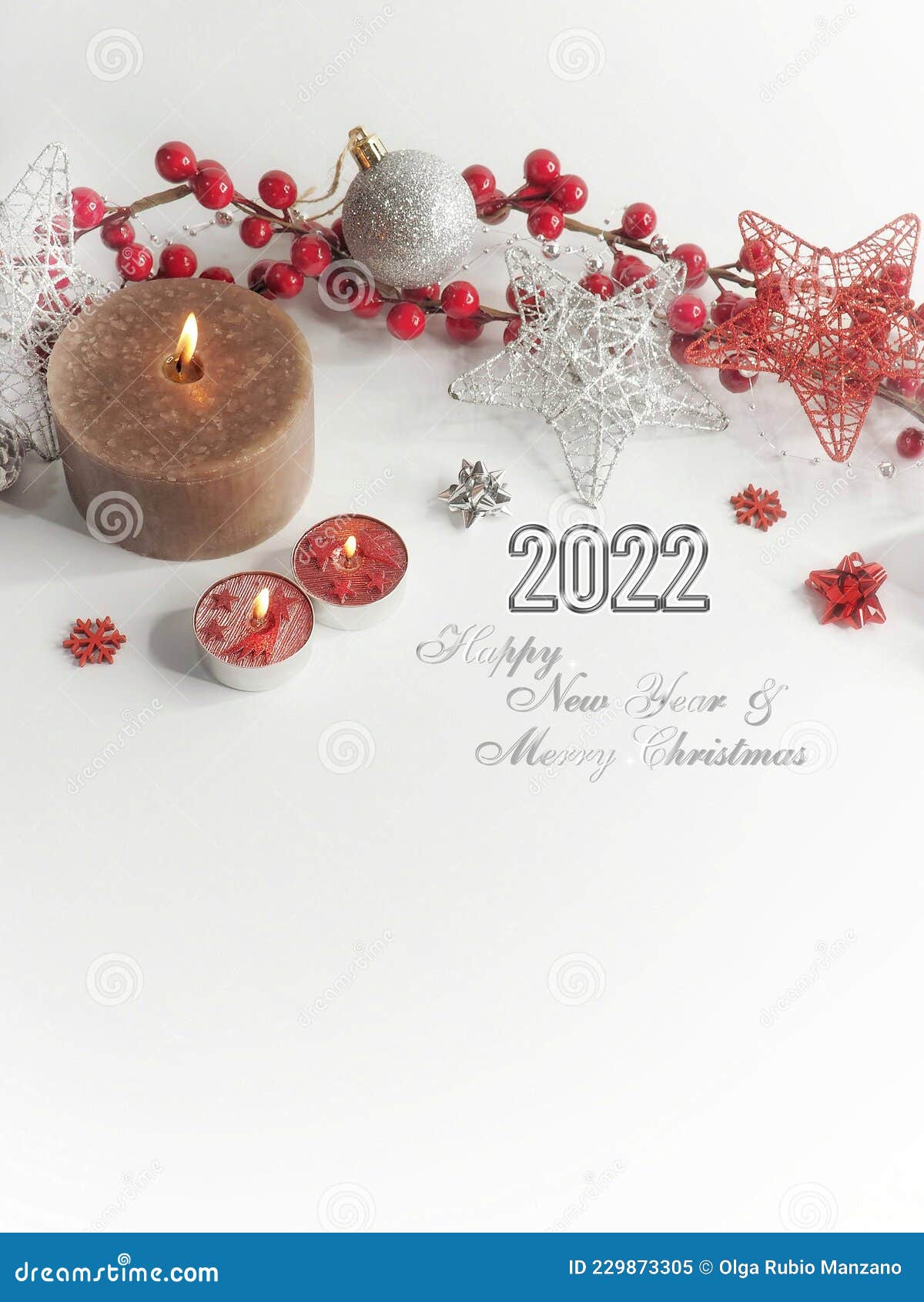 Merry Christmas and Happy New Year 2022 Greeting Card on White Background  Stock Image - Image of design, celebrate: 229873305