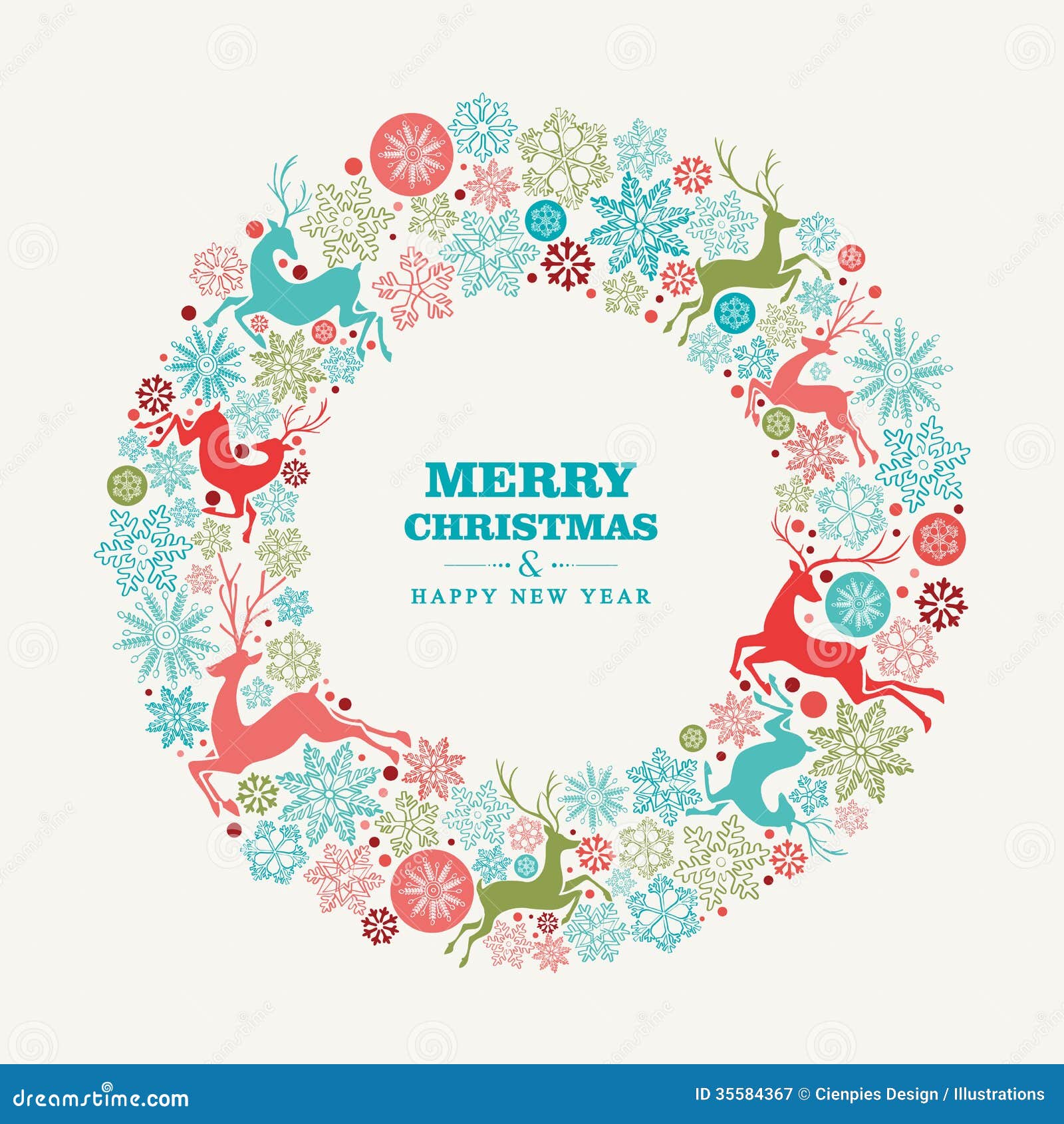 Merry Christmas And Happy New Year Greeting Card Stock