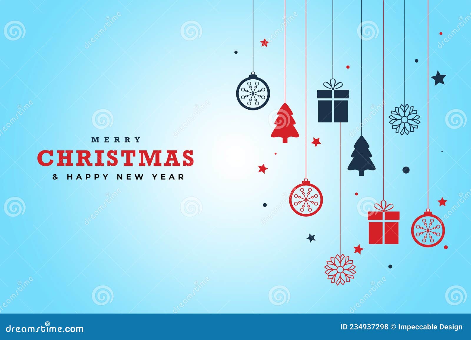 merry christmas and happy new year greeting on ice blue background
