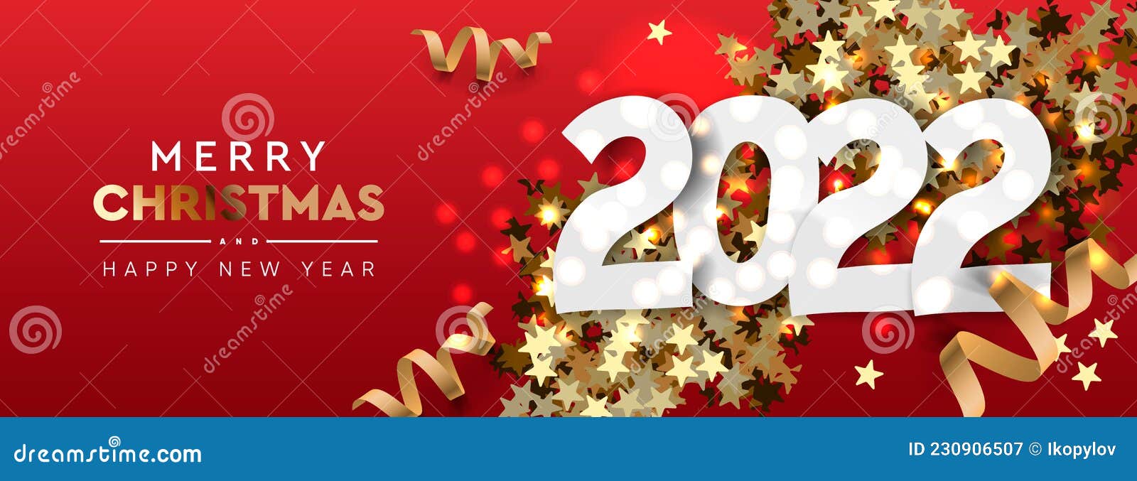 2022 Merry Christmas and Happy New Year Horizontal Background Stock Vector  - Illustration of decoration, confetti: 230906507
