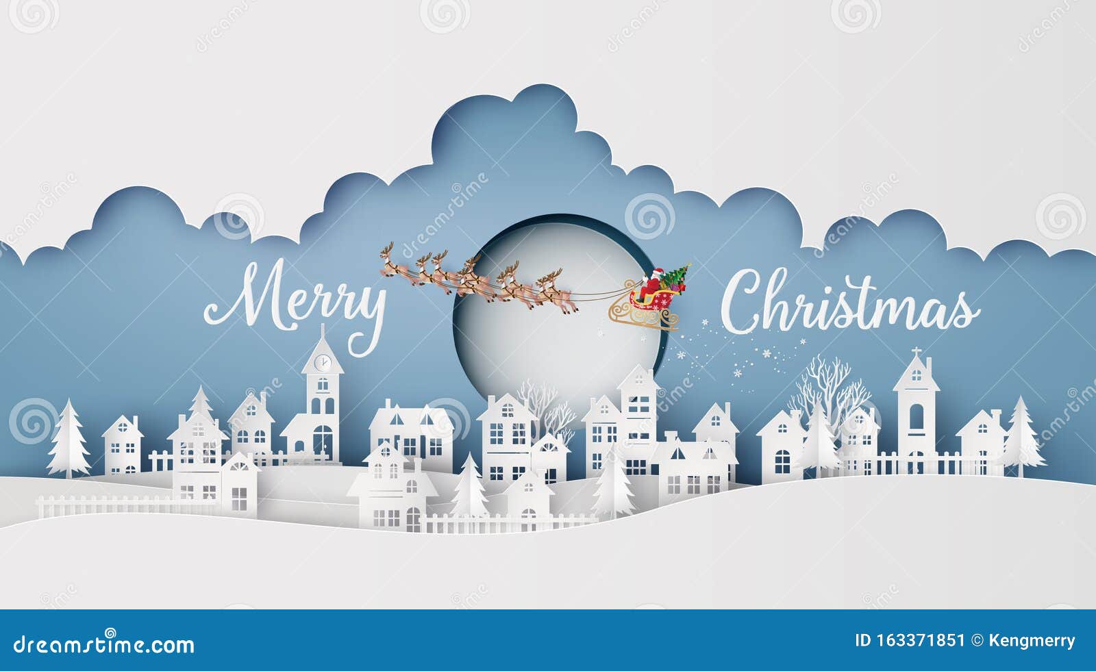 merry christmas and happy new year ,paper art and craft style