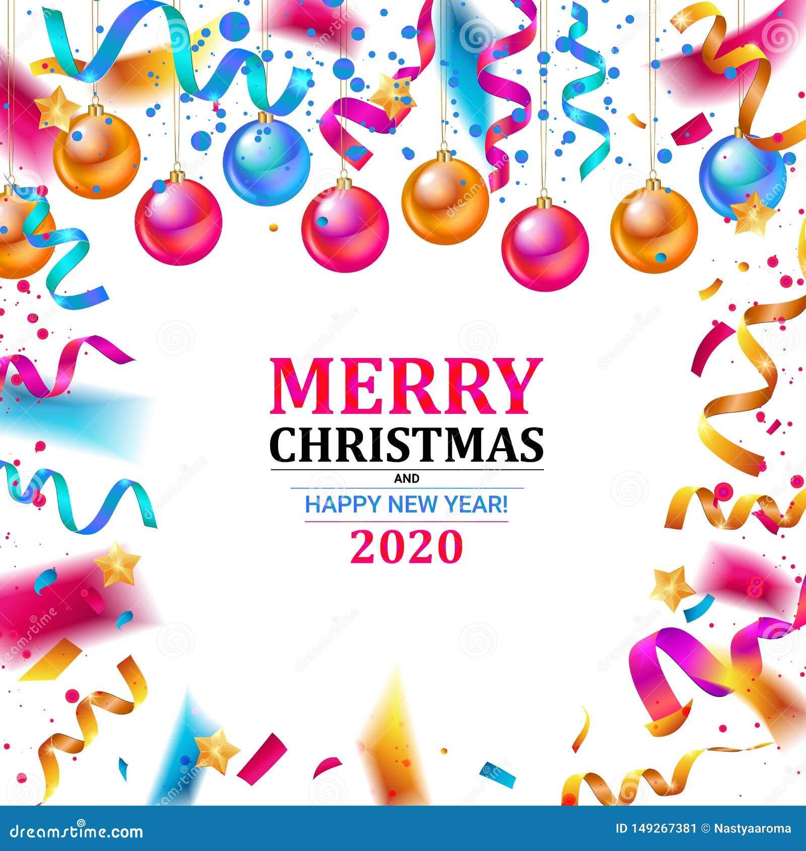 Merry Christmas And Happy New Year 2020 Stock Illustration - Illustration of seasonal ...