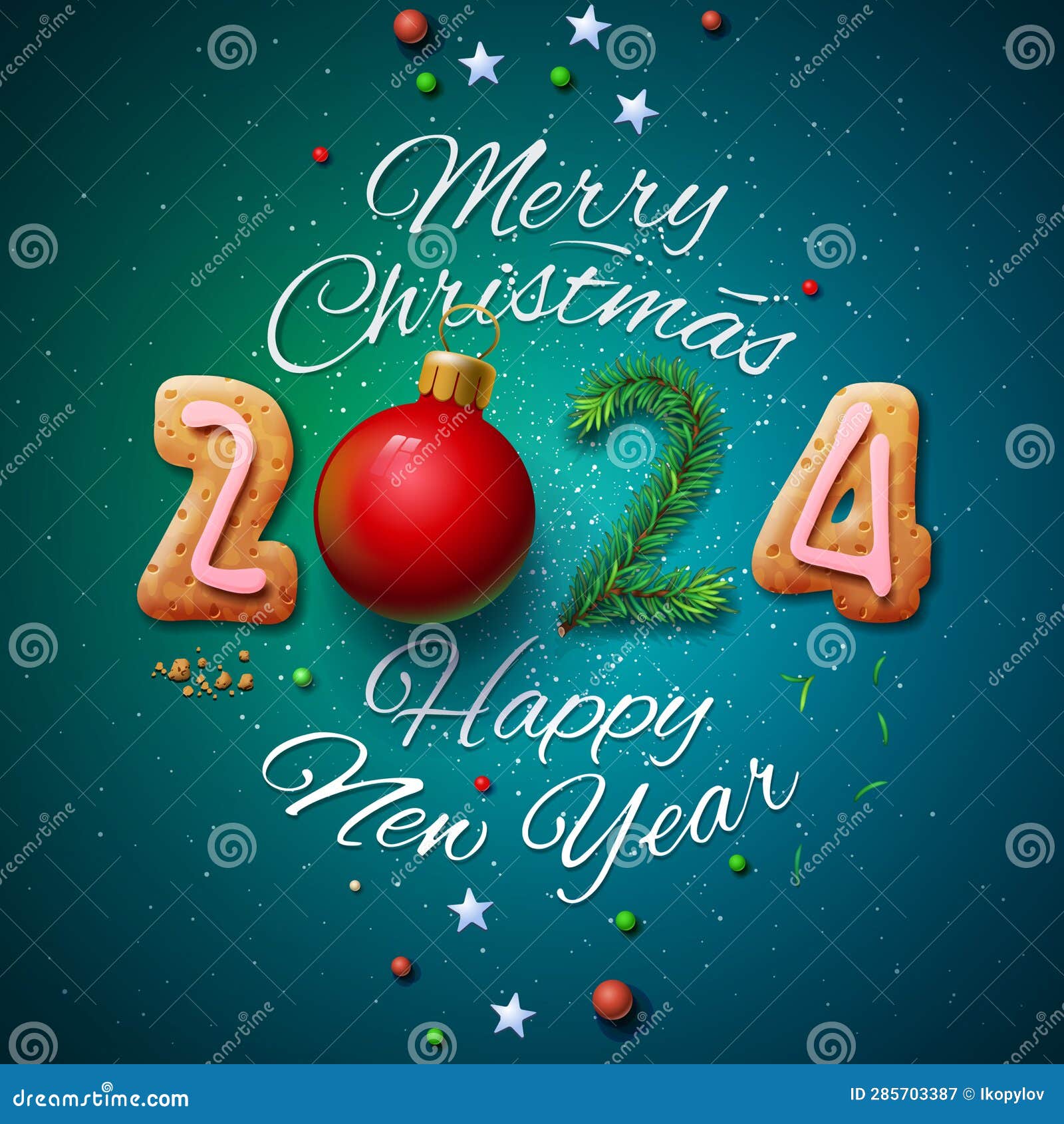 merry christmas and happy new year 2024 poster, greeting card, template