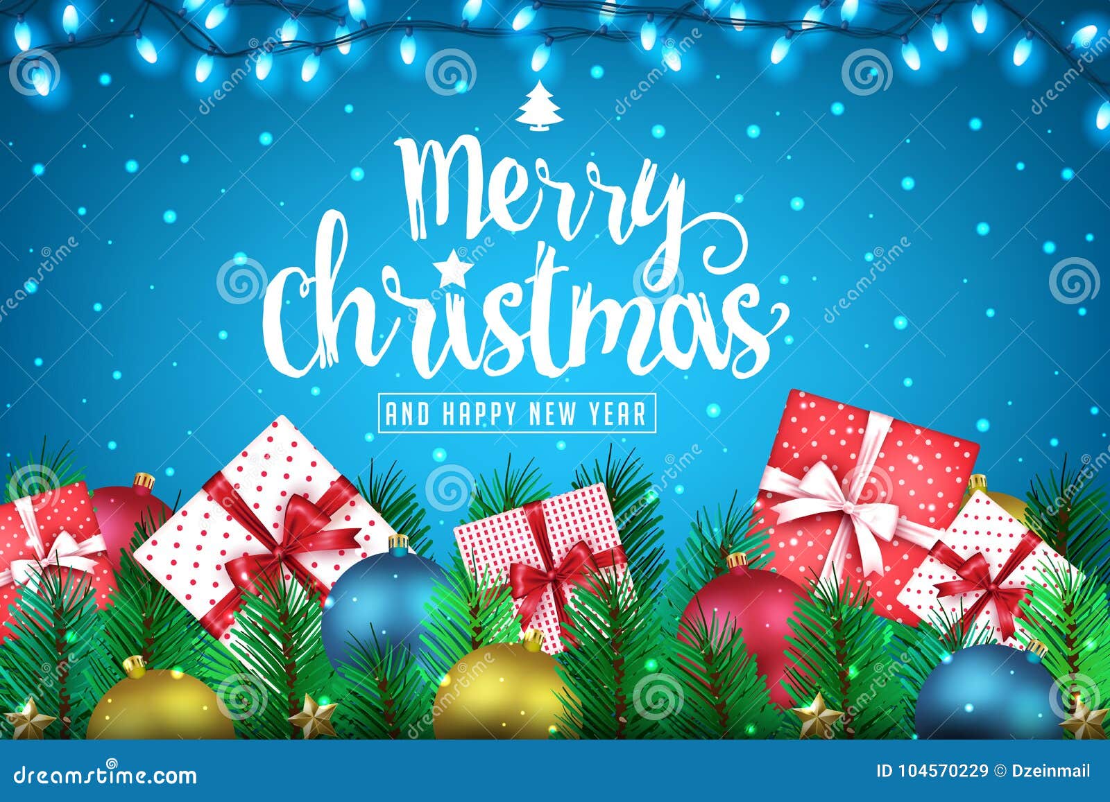 merry christmas and happy new year realistic creative banner with lots of presents