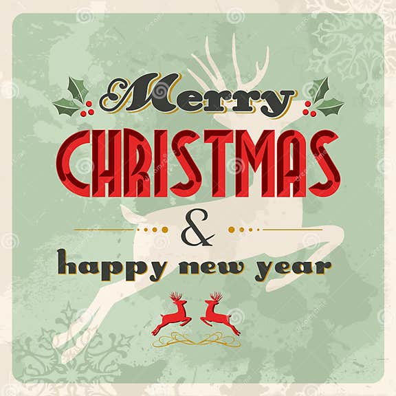 Merry Christmas and Happy New Year Vintage Stock Vector - Illustration ...