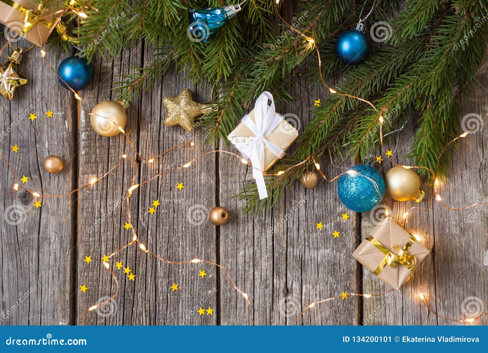 Merry Christmas And Happy New Year. Wooden Background Stock Image ...