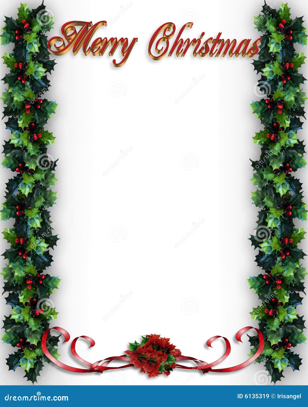 Merry Christmas Holly Border Royalty Free Stock Images - Image: 6135319