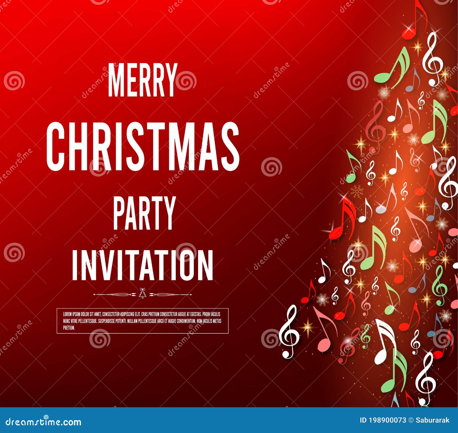 Merry Christmas Invitation and Greeting Card Design Template with Colorful  Music Note in Red Background. Vector Illustration EPS Stock Vector -  Illustration of celebration, graphic: 198900073