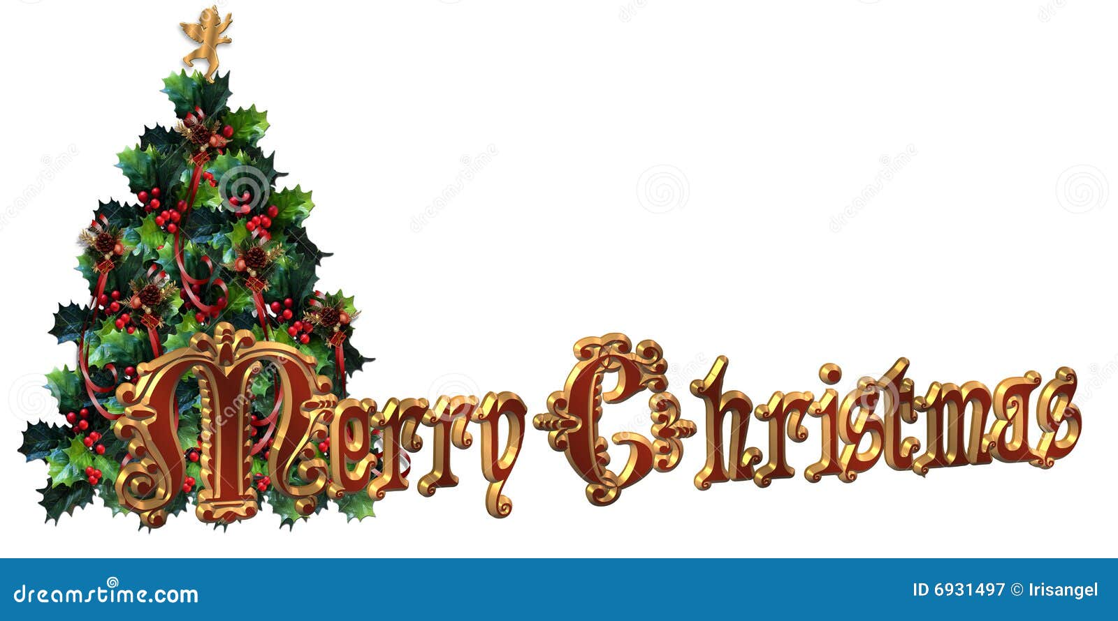 Merry Christmas Label Design 3D Text Stock Illustration 