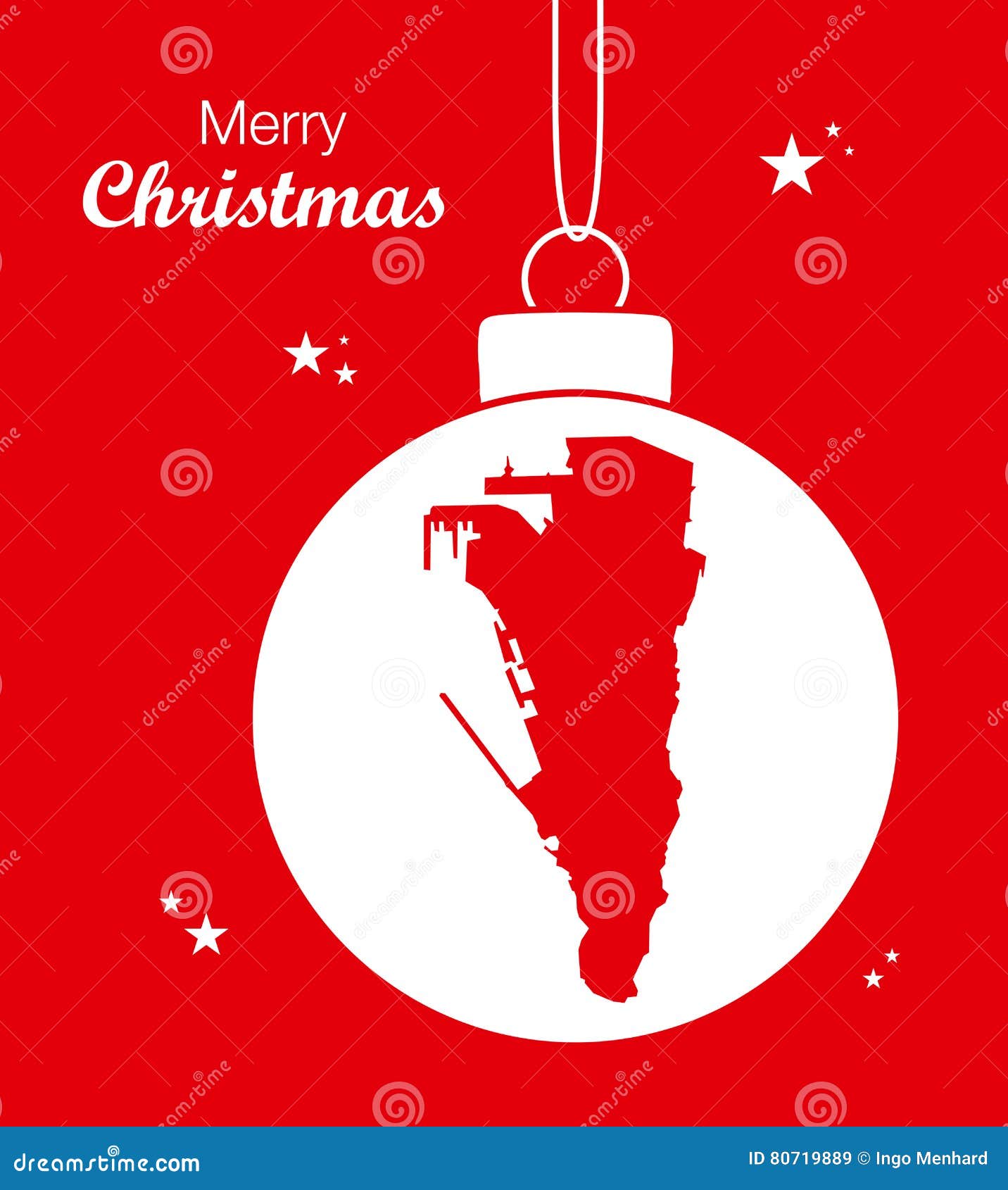Merry Christmas Map Gibraltar Stock Illustration Illustration of