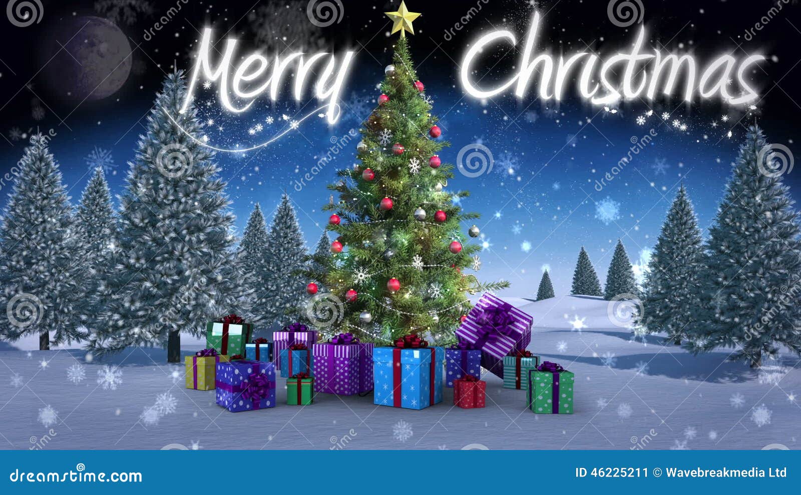 Merry Christmas Message Appearing in Snowy Landscape Stock Video - Video of  montage, generated: 46225211