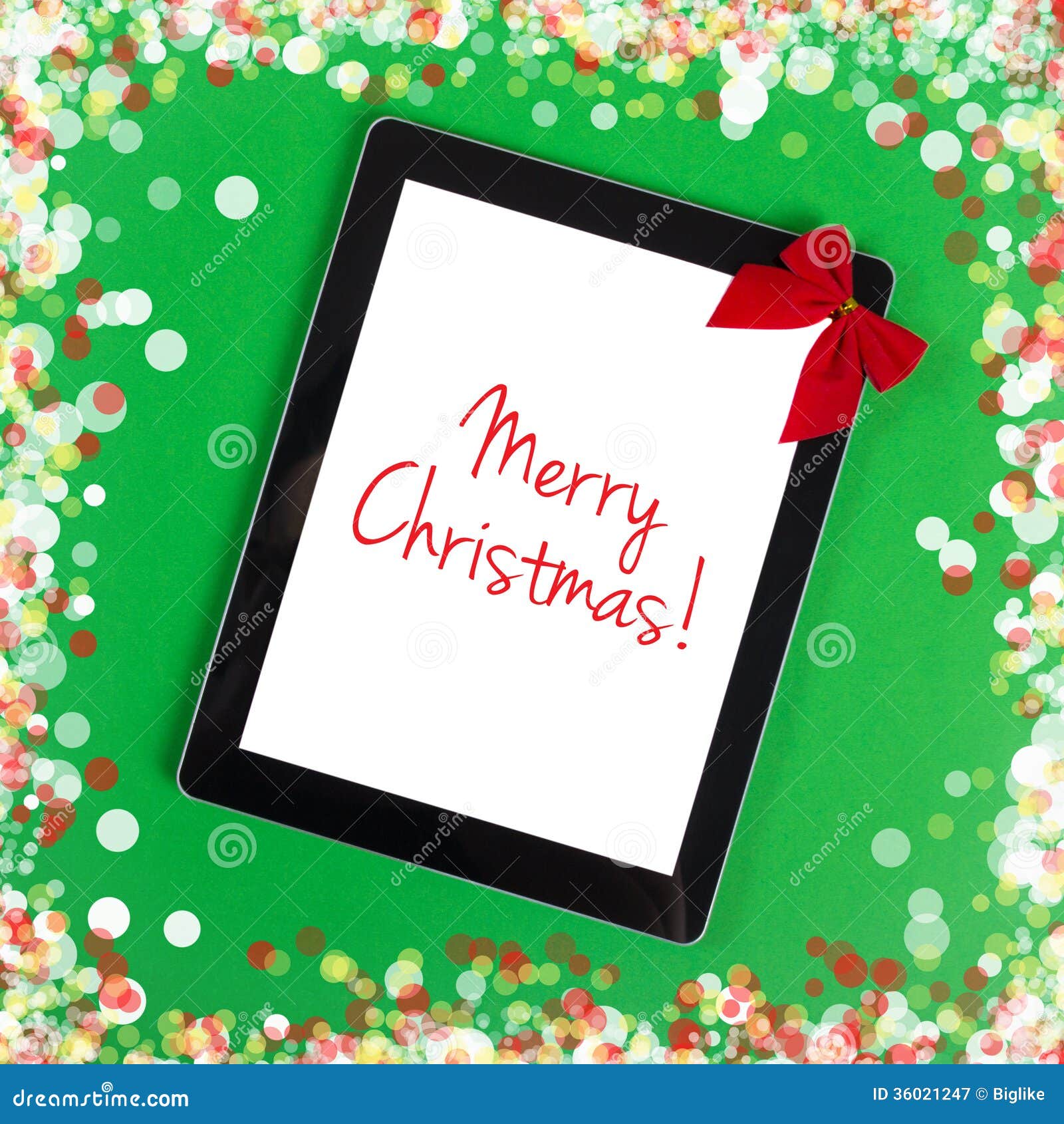 Merry Christmas Message on Tablet Computer Stock Image - Image of modern, message: 36021247