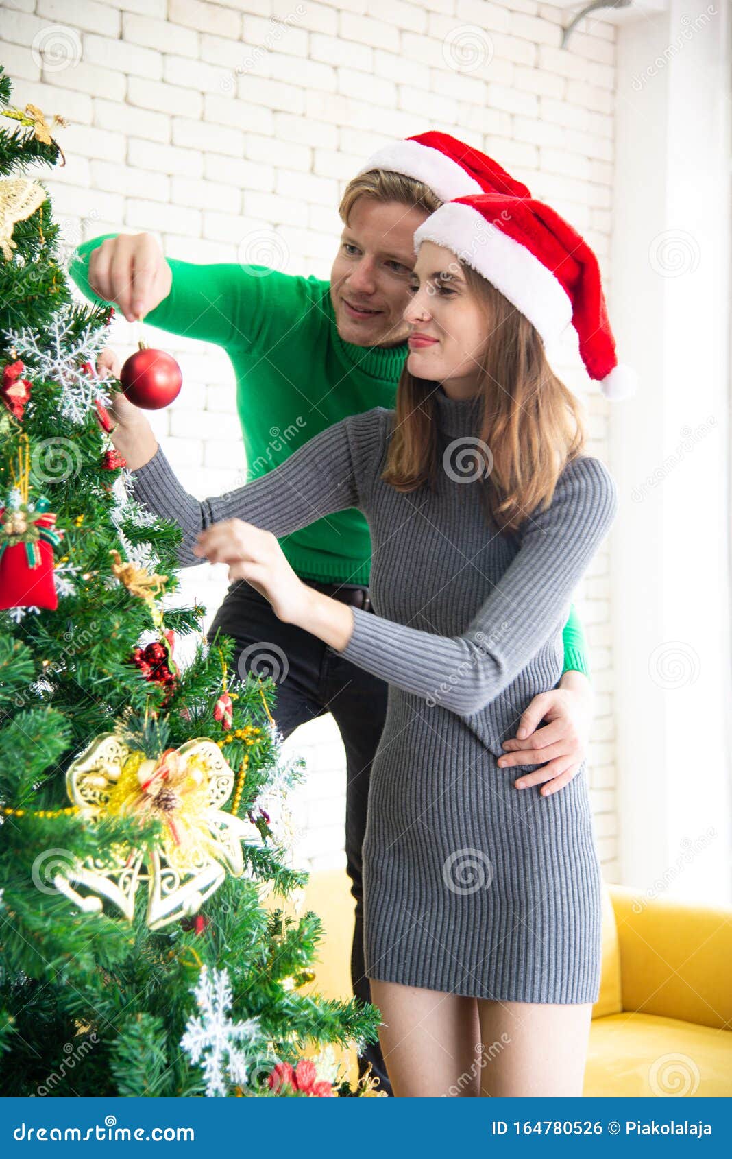 Merry Christmas and New Year Concept. Young Caucasian Lover with ...